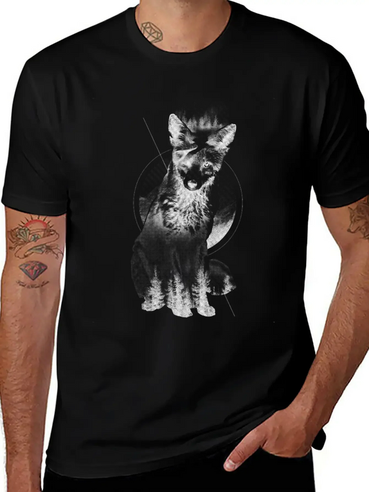 Fox Doubled Exposure, Surreal Wildlife Animal Basic Graphic T-Shirt ¨C Daily Comfort In Soft Cotton