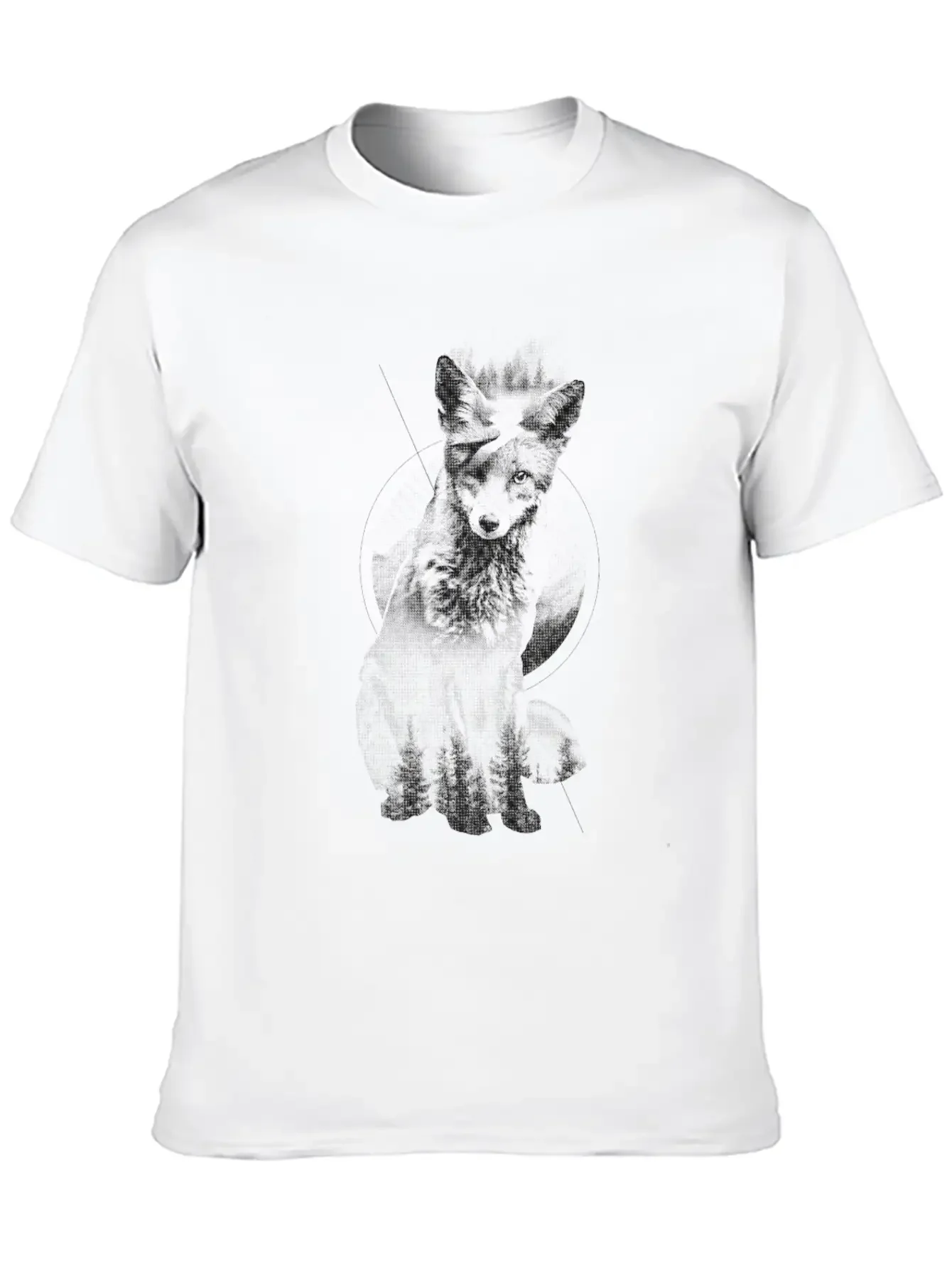 Fox Doubled Exposure, Surreal Wildlife Animal Basic Graphic T-Shirt ¨C Daily Comfort In Soft Cotton