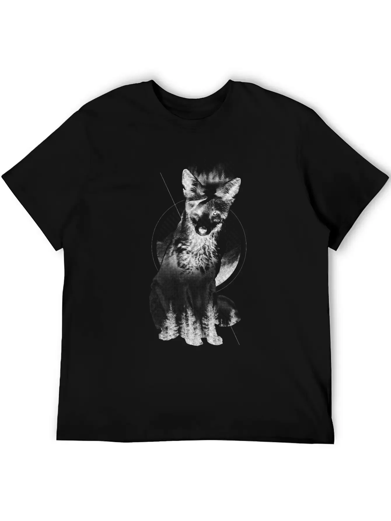 Fox Doubled Exposure, Surreal Wildlife Animal Basic Graphic T-Shirt ¨C Daily Comfort In Soft Cotton