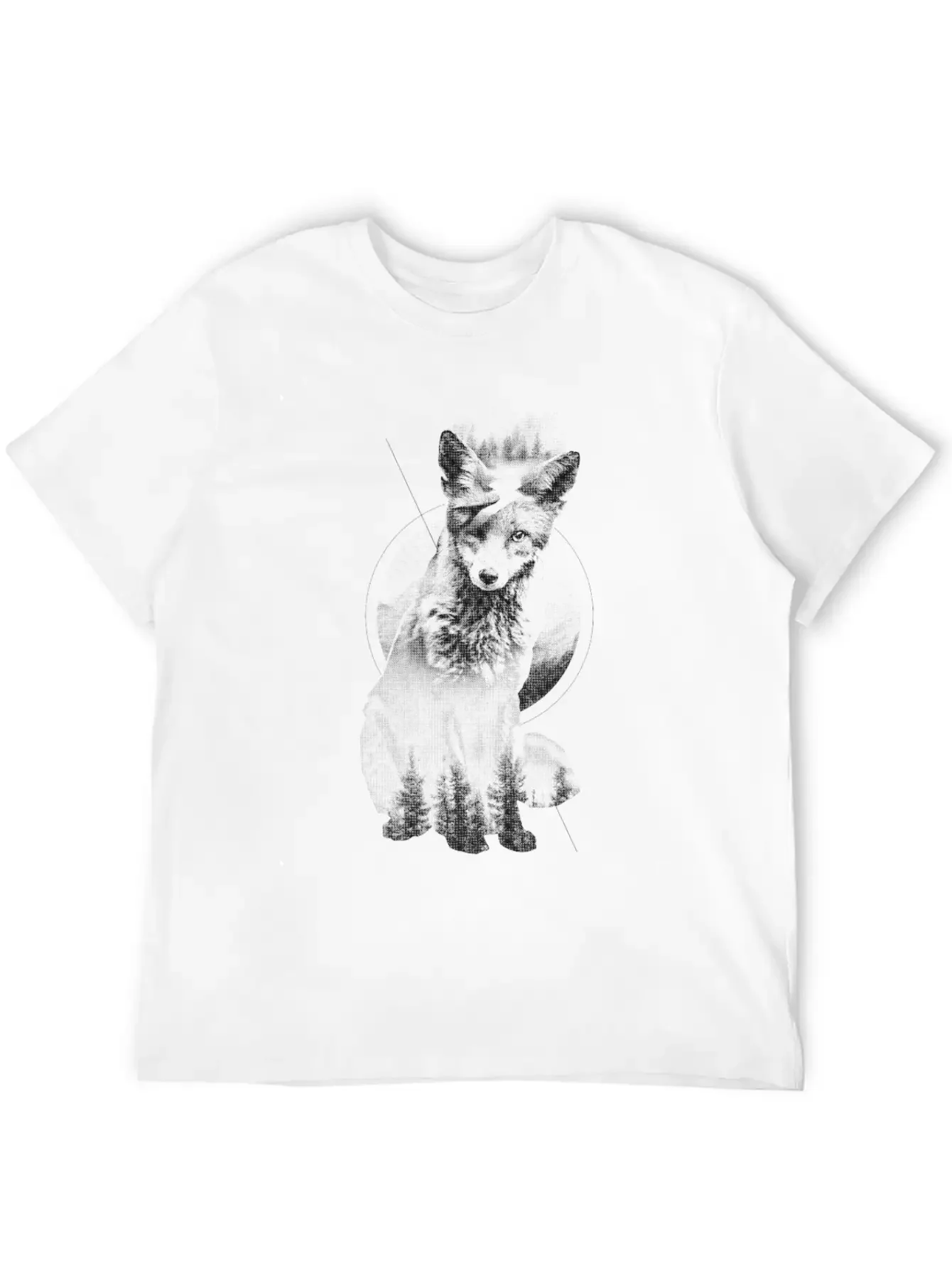 Fox Doubled Exposure, Surreal Wildlife Animal Basic Graphic T-Shirt ¨C Daily Comfort In Soft Cotton