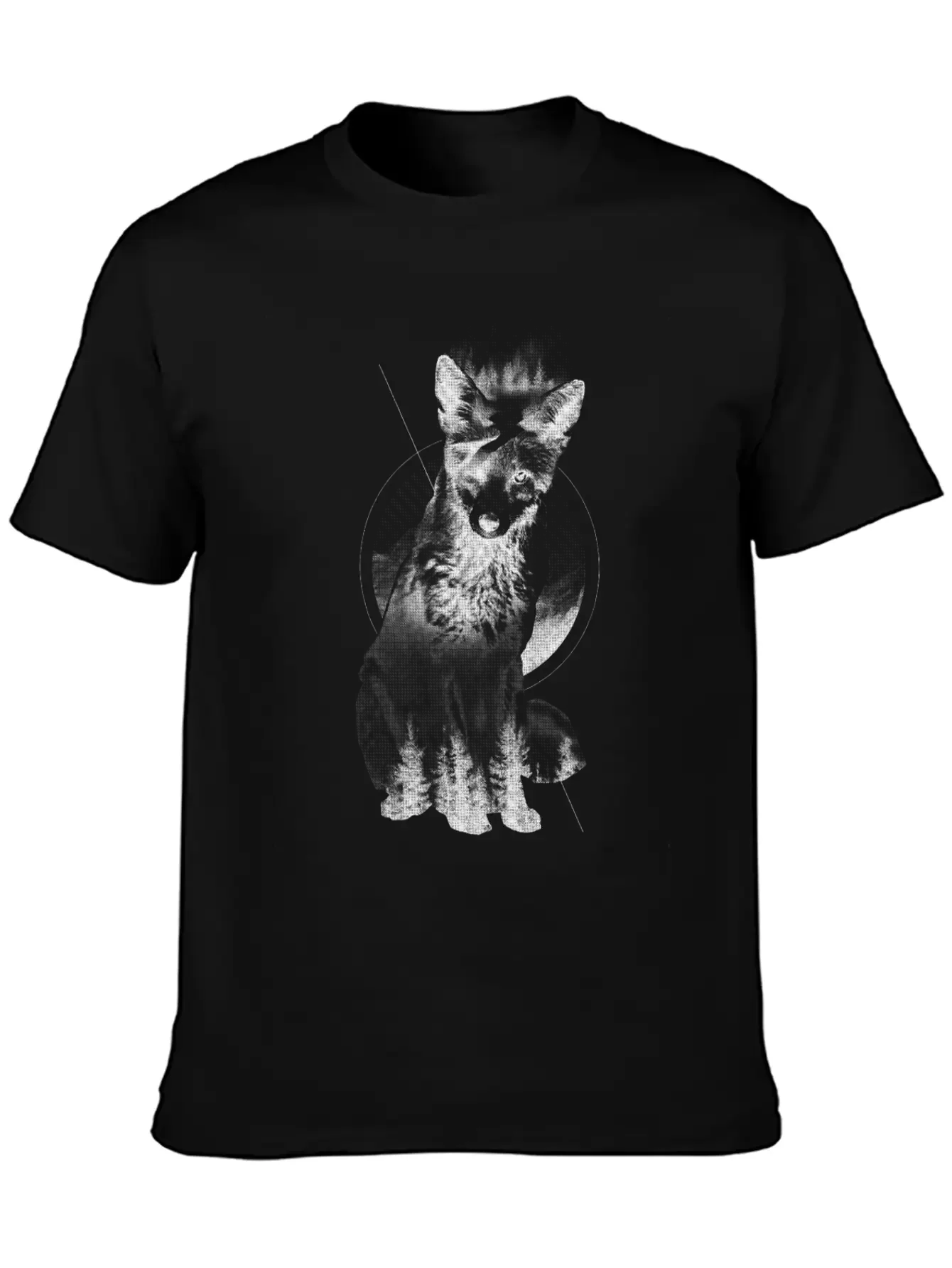 Fox Doubled Exposure, Surreal Wildlife Animal Basic Graphic T-Shirt ¨C Daily Comfort In Soft Cotton