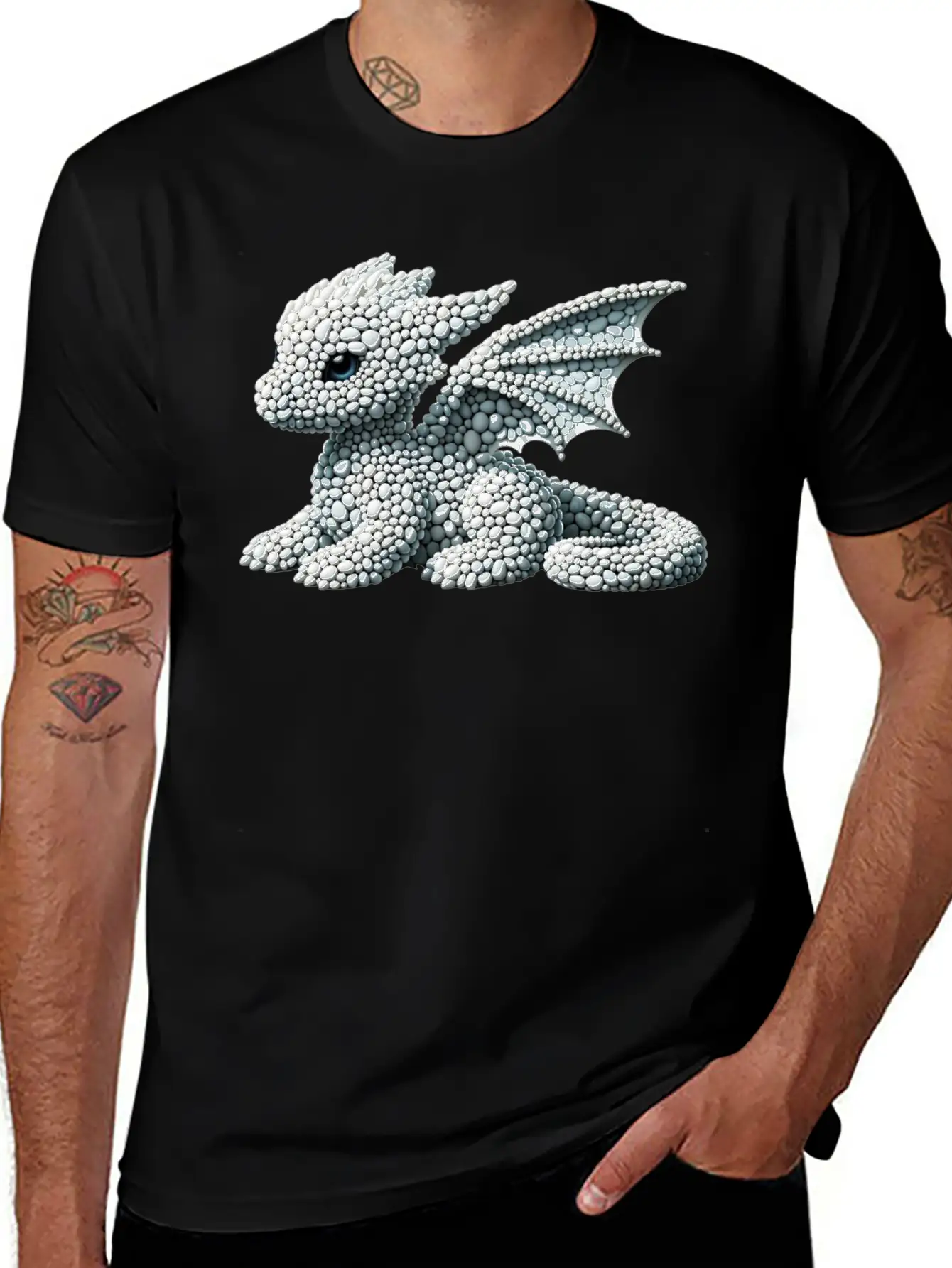 Frostbound Dragon Hatchling Pebble Art Soft Cotton Short Sleeve Tee ¨C Unisex Wardrobe Staple
