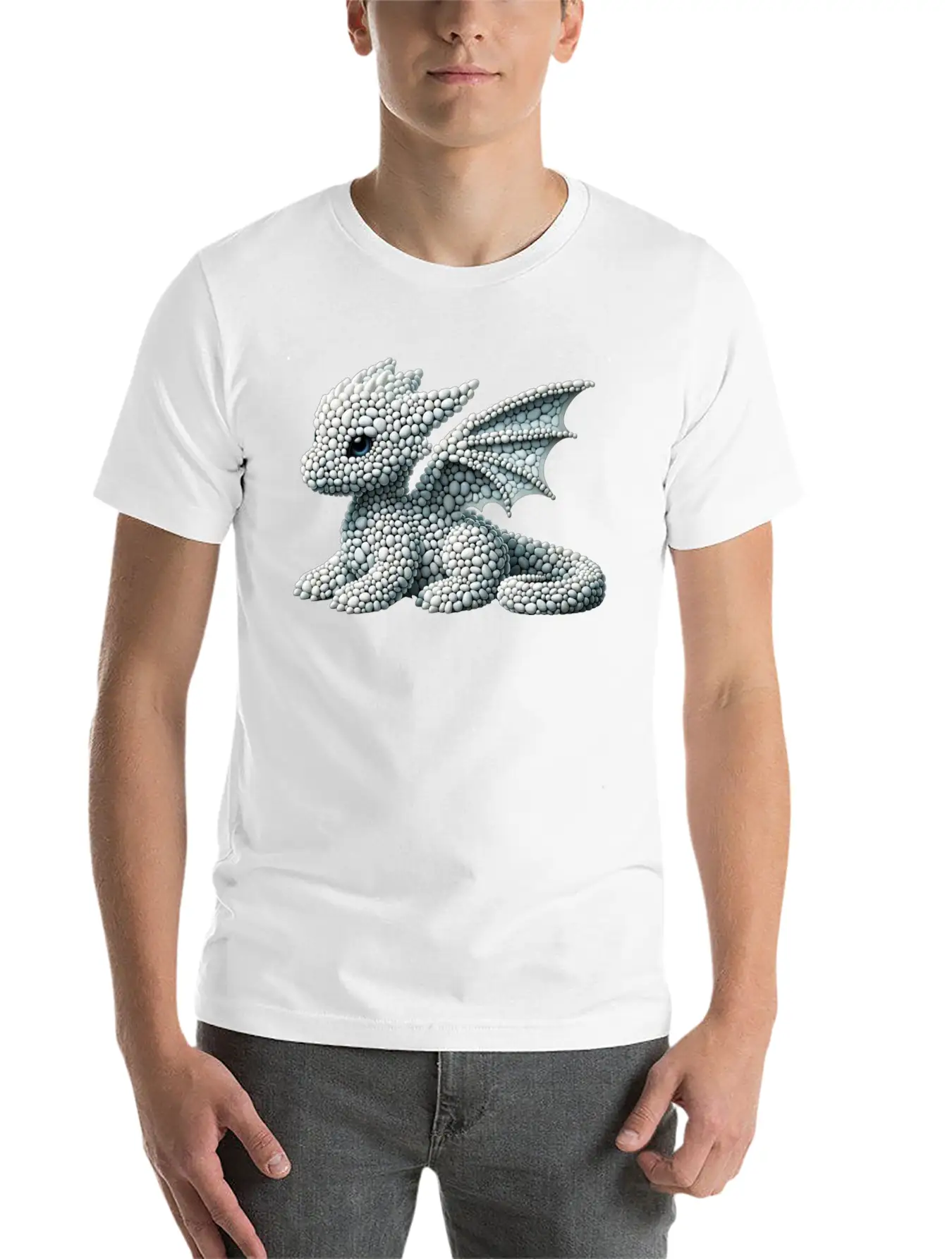 Frostbound Dragon Hatchling Pebble Art Soft Cotton Short Sleeve Tee ¨C Unisex Wardrobe Staple