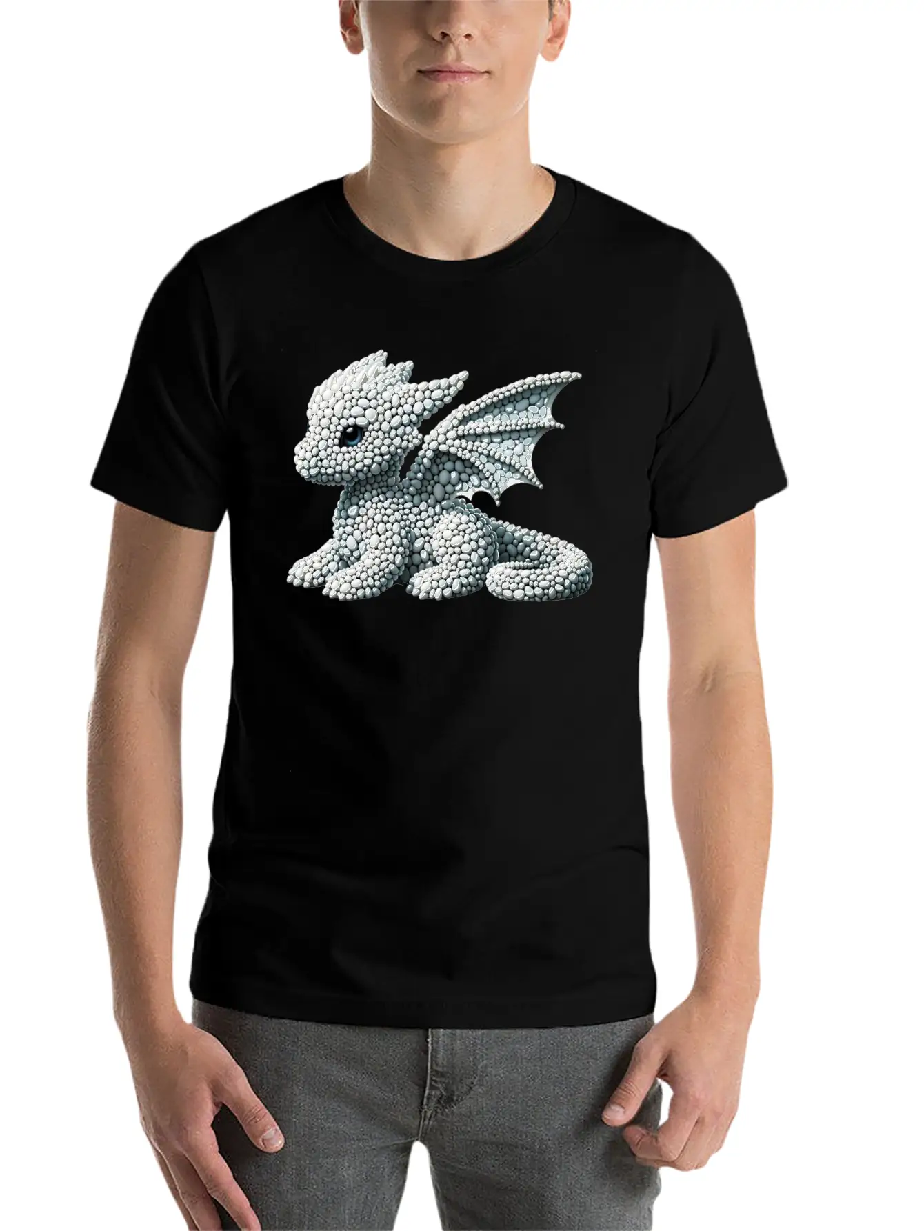 Frostbound Dragon Hatchling Pebble Art Soft Cotton Short Sleeve Tee ¨C Unisex Wardrobe Staple