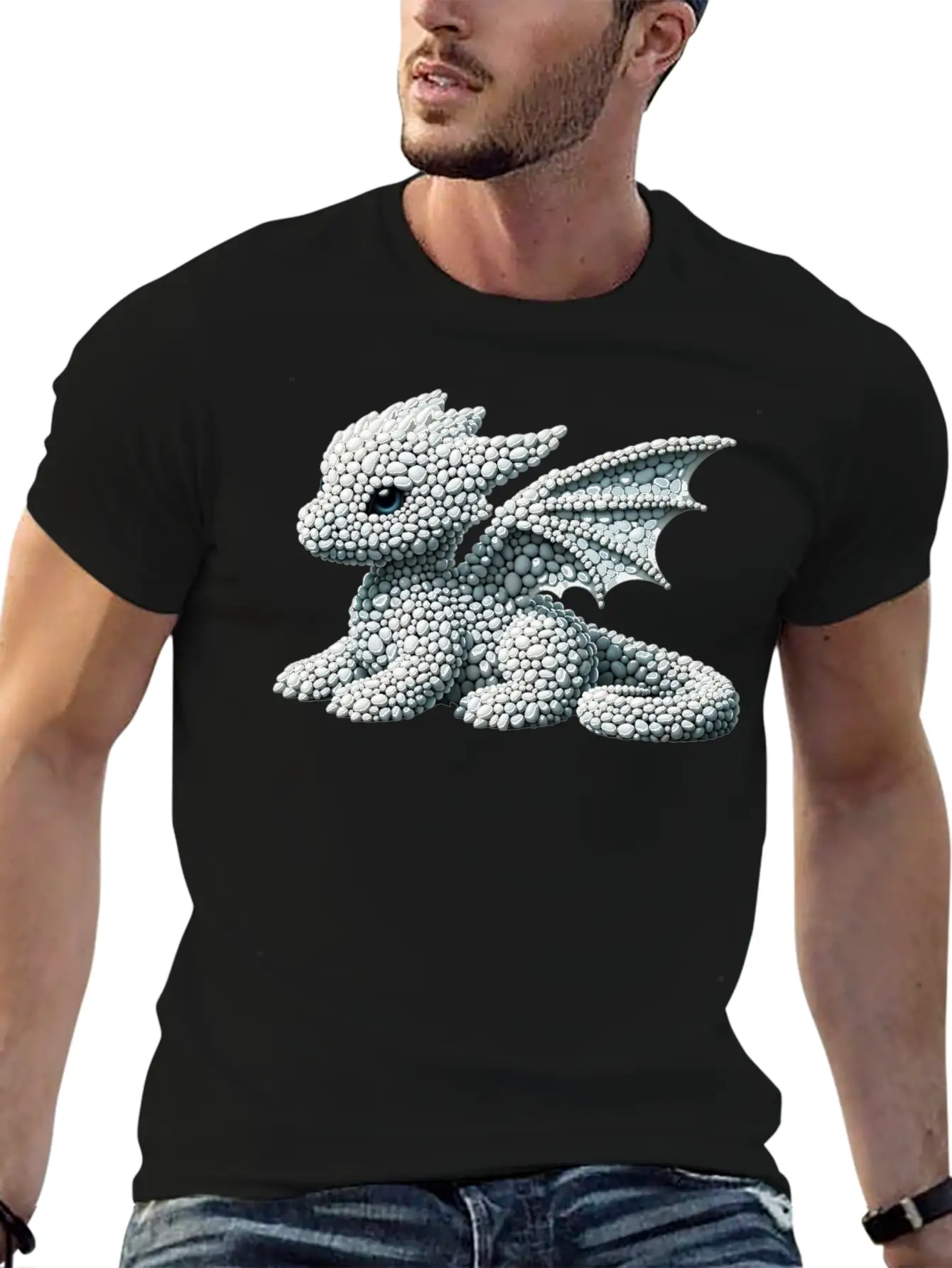 Frostbound Dragon Hatchling Pebble Art Soft Cotton Short Sleeve Tee ¨C Unisex Wardrobe Staple