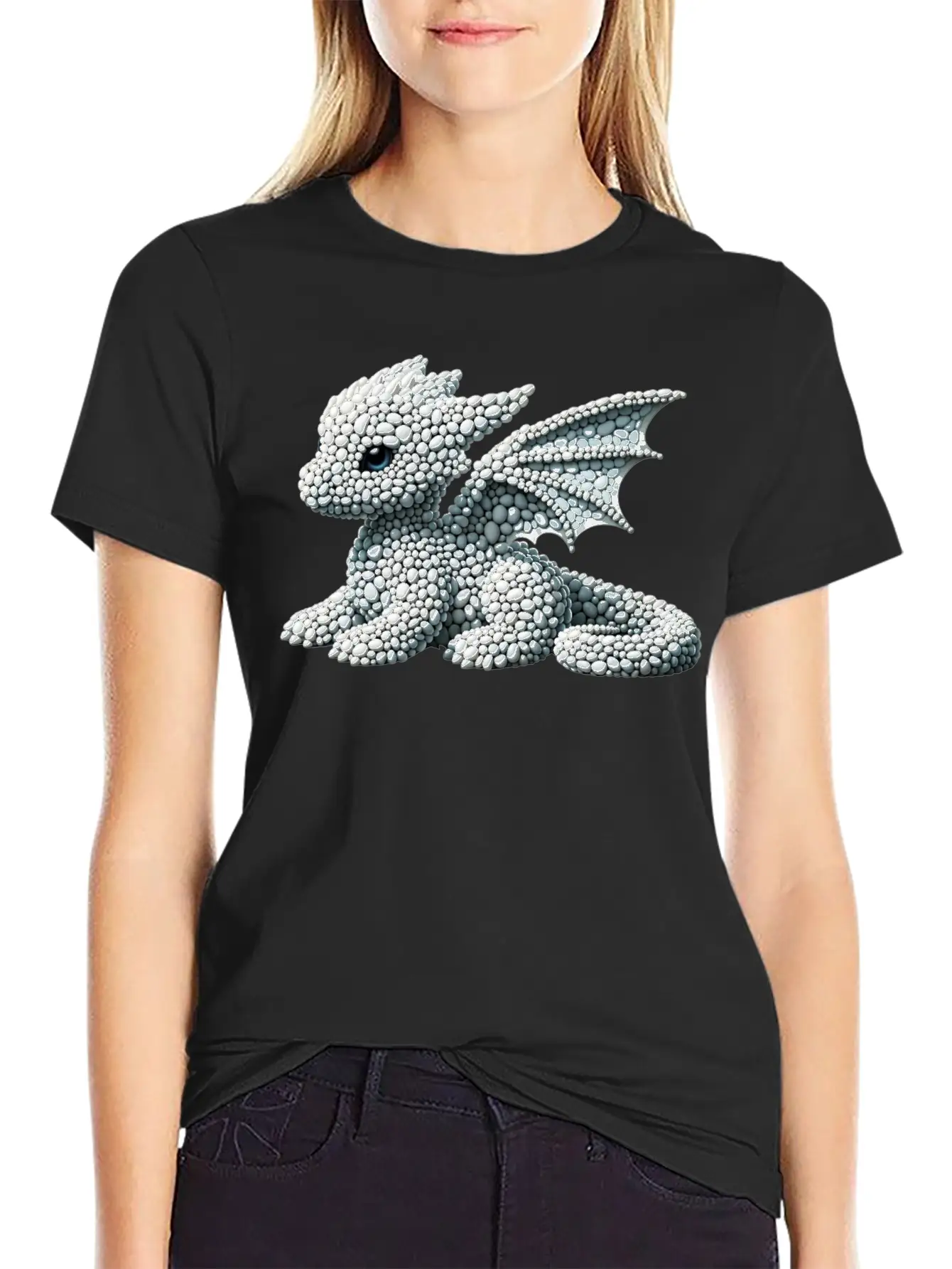 Frostbound Dragon Hatchling Pebble Art Soft Cotton Short Sleeve Tee ¨C Unisex Wardrobe Staple