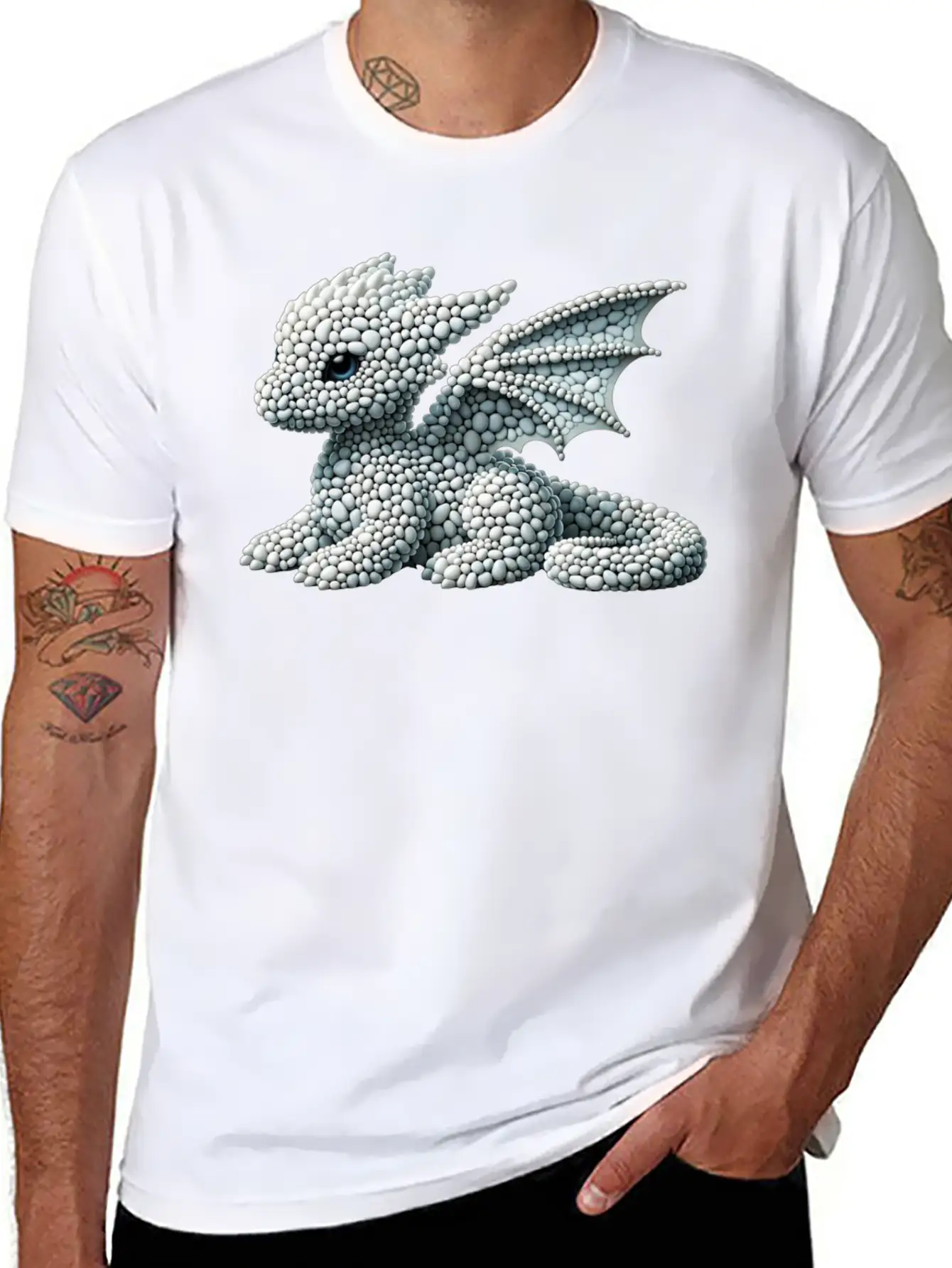 Frostbound Dragon Hatchling Pebble Art Soft Cotton Short Sleeve Tee ¨C Unisex Wardrobe Staple