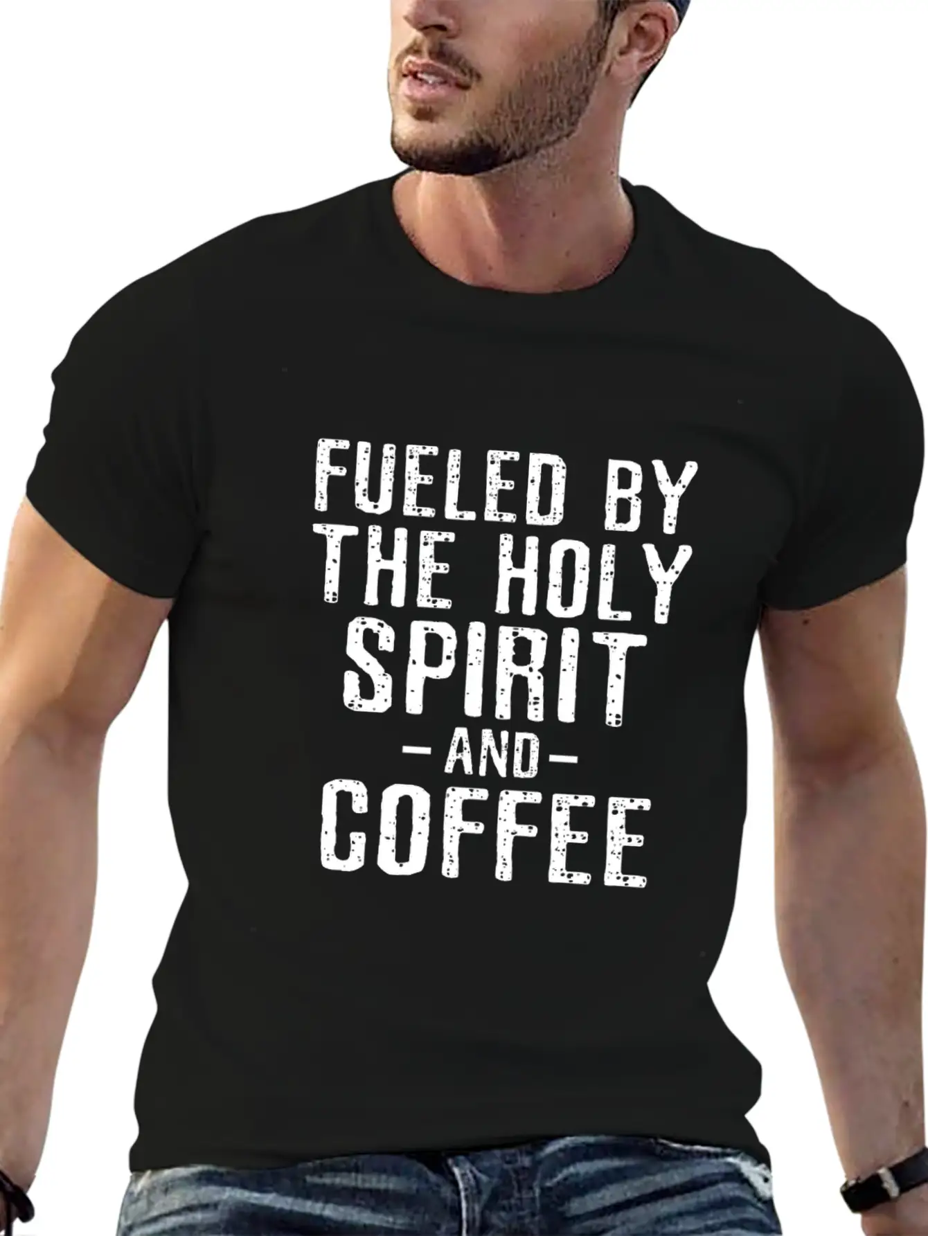 Fueled By The Holy Spirit And Coffee Essential Cotton Tee For Daily Outfits ¨C Unisex Style
