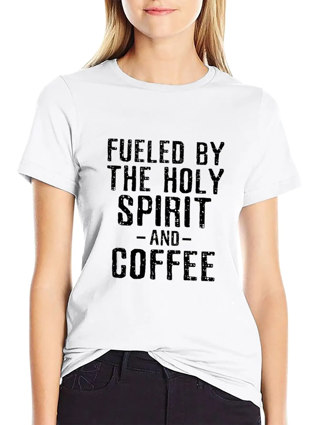 Fueled By The Holy Spirit And Coffee Essential Cotton Tee For Daily Outfits ¨C Unisex Style