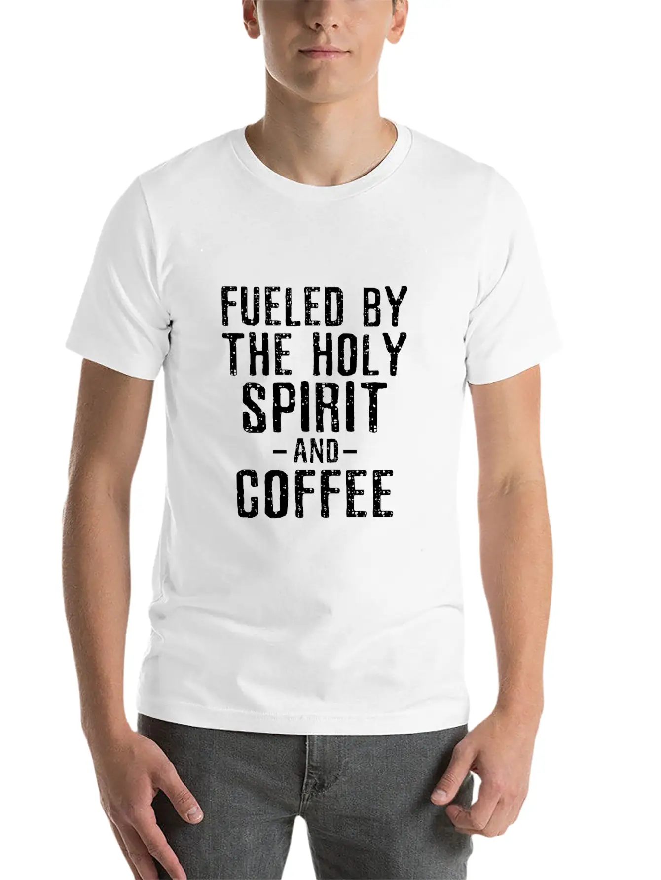 Fueled By The Holy Spirit And Coffee Essential Cotton Tee For Daily Outfits ¨C Unisex Style