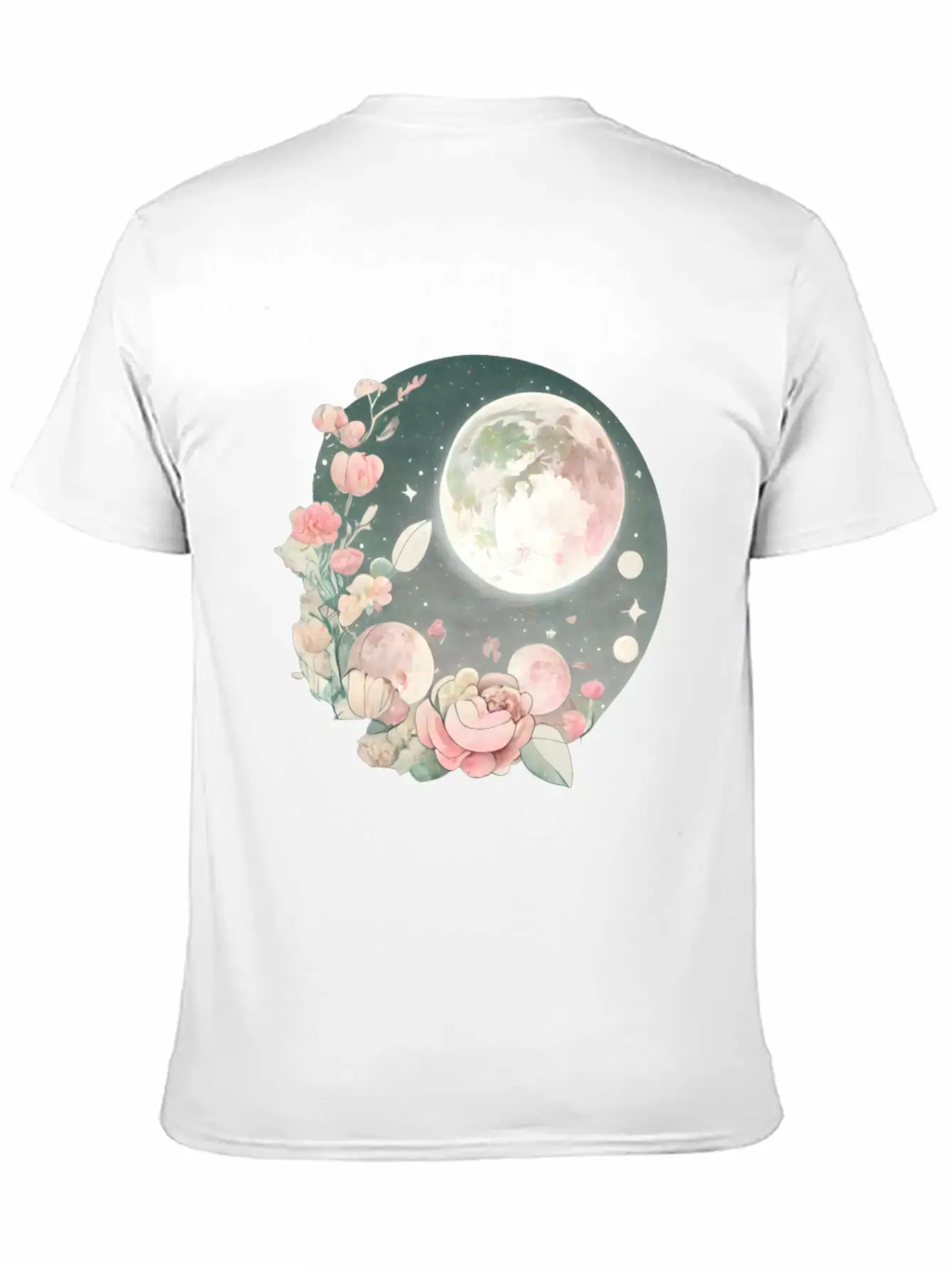 Full Moon Lunar Phases Space Stars Flowers Nature Soft Cotton Short Sleeve Tee ¨C Unisex Wardrobe Staple