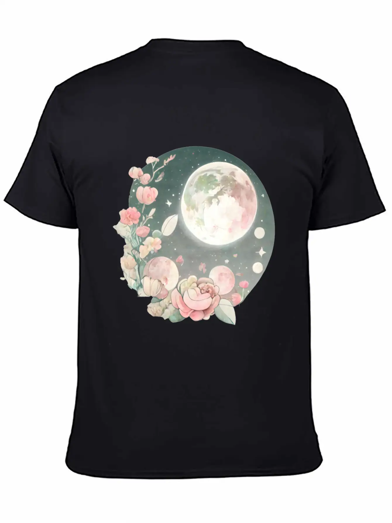Full Moon Lunar Phases Space Stars Flowers Nature Soft Cotton Short Sleeve Tee ¨C Unisex Wardrobe Staple