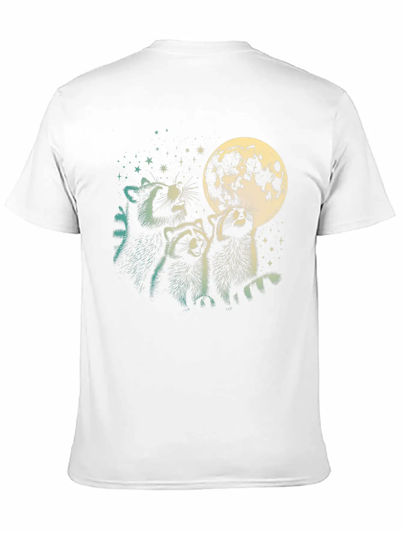 Funny 3 Howling Raccoons Under Moon Space Cowboy M Soft Cotton Short Sleeve Tee ¨C Unisex Wardrobe Staple