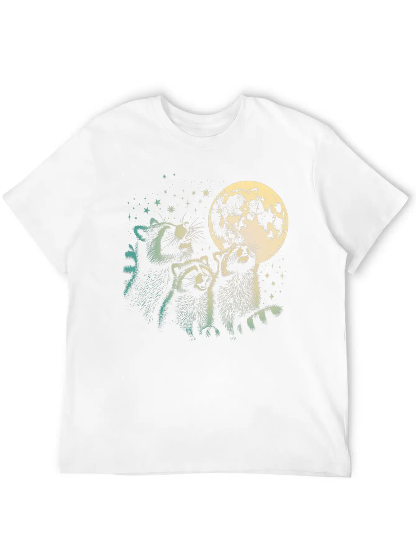 Funny 3 Howling Raccoons Under Moon Space Cowboy M Soft Cotton Short Sleeve Tee ¨C Unisex Wardrobe Staple