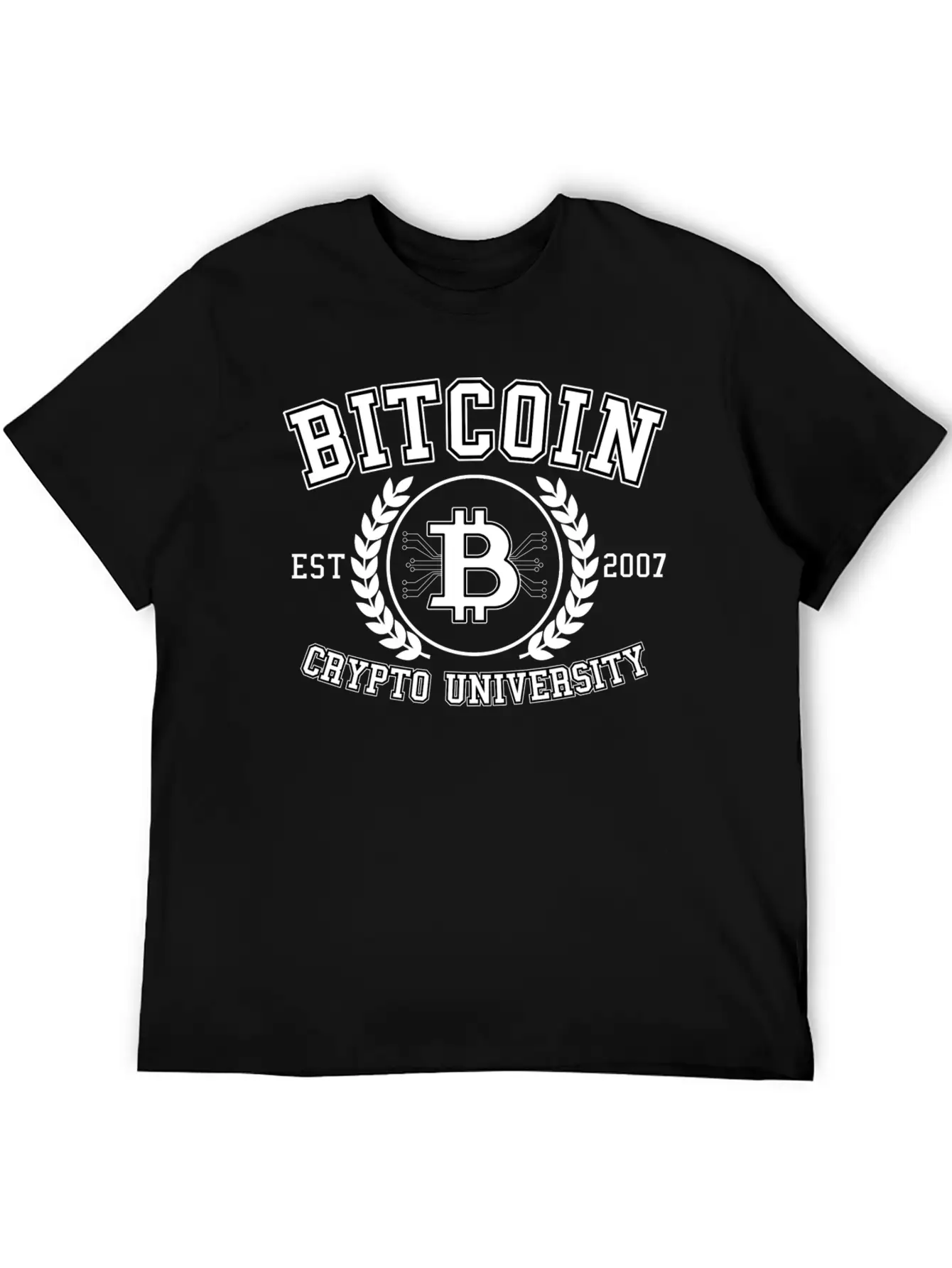 Funny Bitcoin Crypto University Btc Retro Gift Essential Cotton Tee For Daily Outfits ¨C Unisex Style