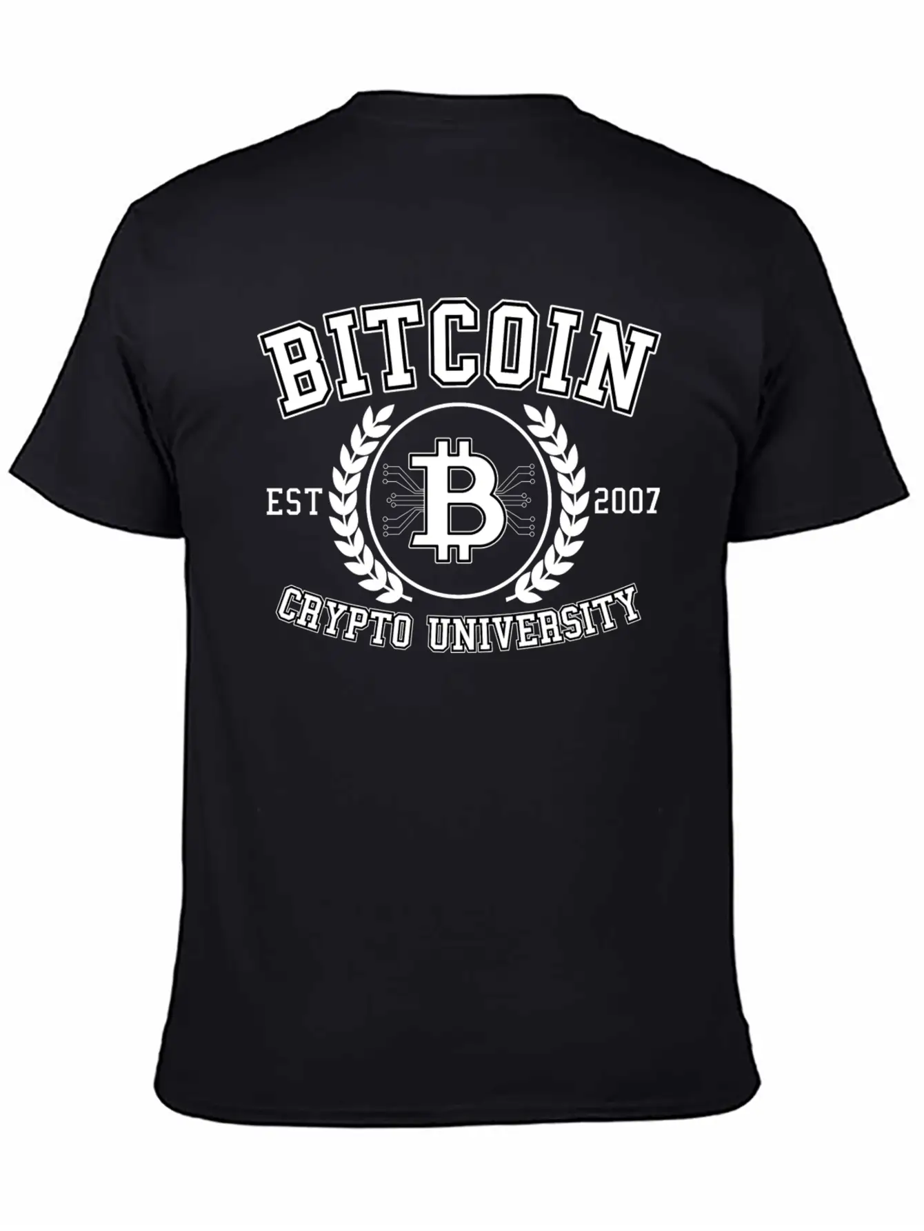 Funny Bitcoin Crypto University Btc Retro Gift Essential Cotton Tee For Daily Outfits ¨C Unisex Style