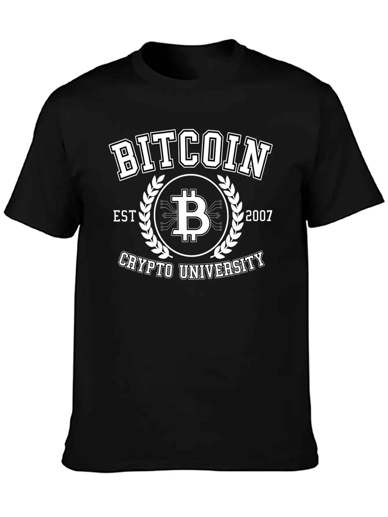 Funny Bitcoin Crypto University Btc Retro Gift Essential Cotton Tee For Daily Outfits ¨C Unisex Style