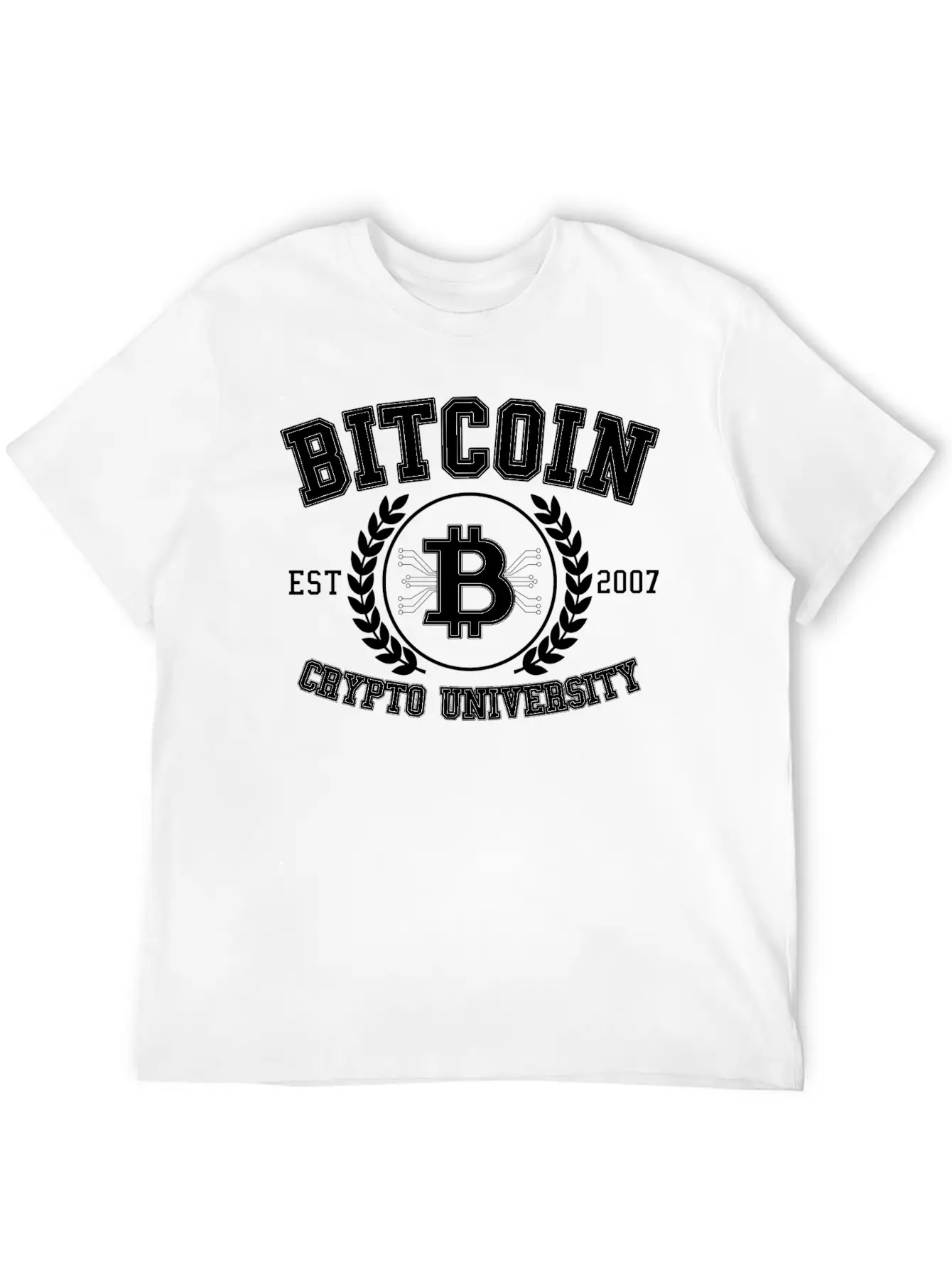 Funny Bitcoin Crypto University Btc Retro Gift Essential Cotton Tee For Daily Outfits ¨C Unisex Style