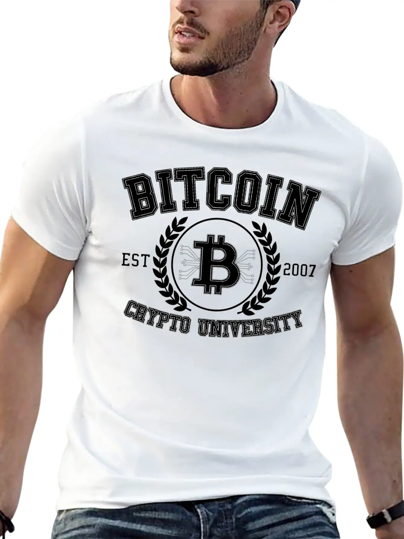 Funny Bitcoin Crypto University Btc Retro Gift Essential Cotton Tee For Daily Outfits ¨C Unisex Style