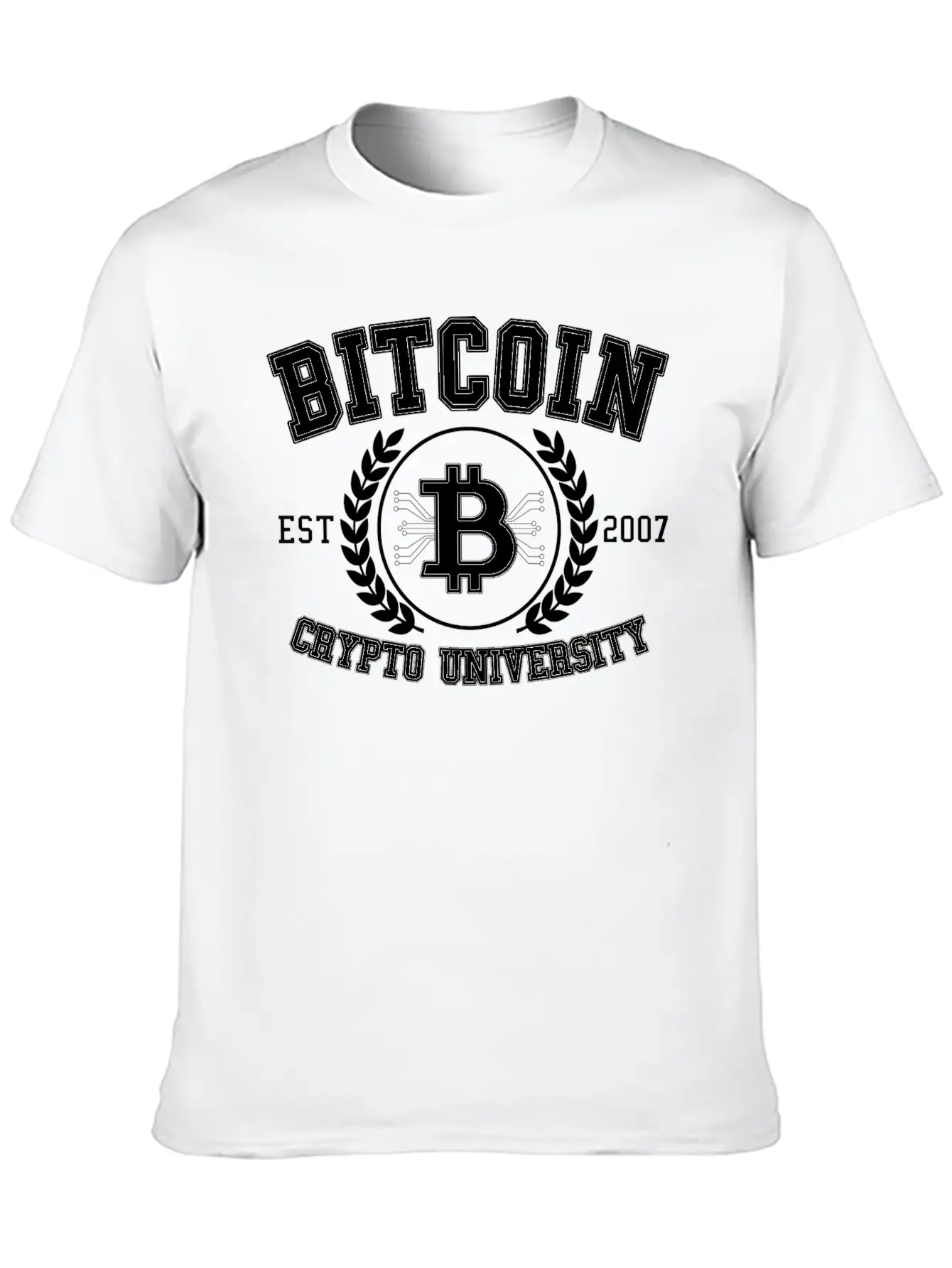 Funny Bitcoin Crypto University Btc Retro Gift Essential Cotton Tee For Daily Outfits ¨C Unisex Style