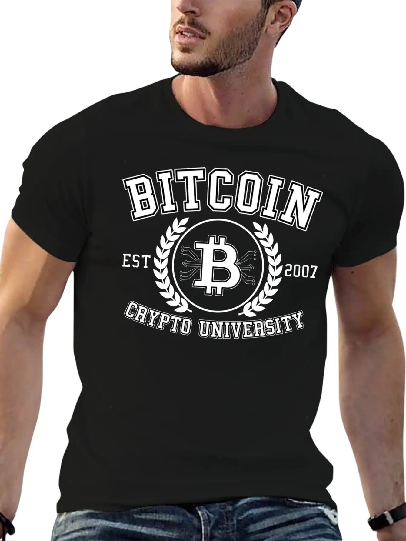 Funny Bitcoin Crypto University Btc Retro Gift Essential Cotton Tee For Daily Outfits ¨C Unisex Style