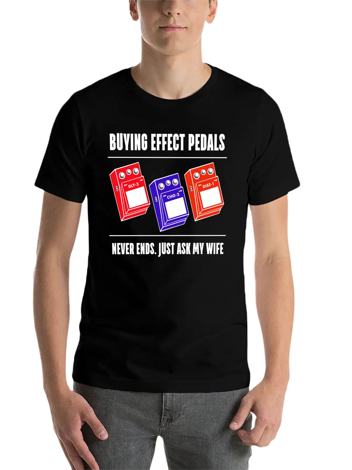 Funny Buying Guitar Effects Pedal Basic Graphic T-Shirt ¨C Daily Comfort In Soft Cotton