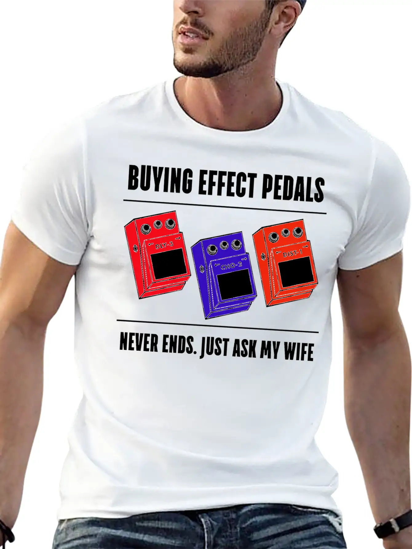Funny Buying Guitar Effects Pedal Basic Graphic T-Shirt ¨C Daily Comfort In Soft Cotton