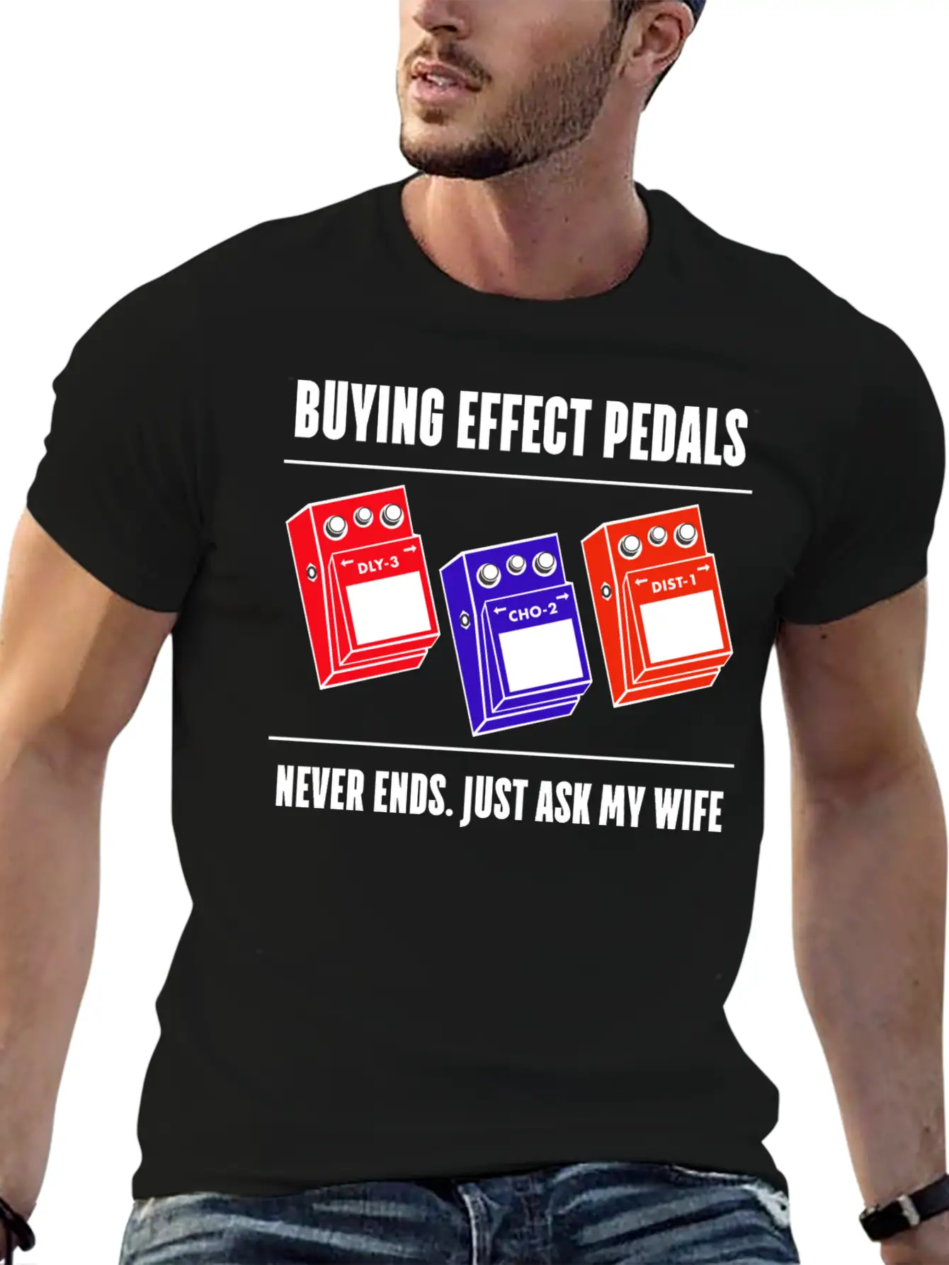 Funny Buying Guitar Effects Pedal Basic Graphic T-Shirt ¨C Daily Comfort In Soft Cotton