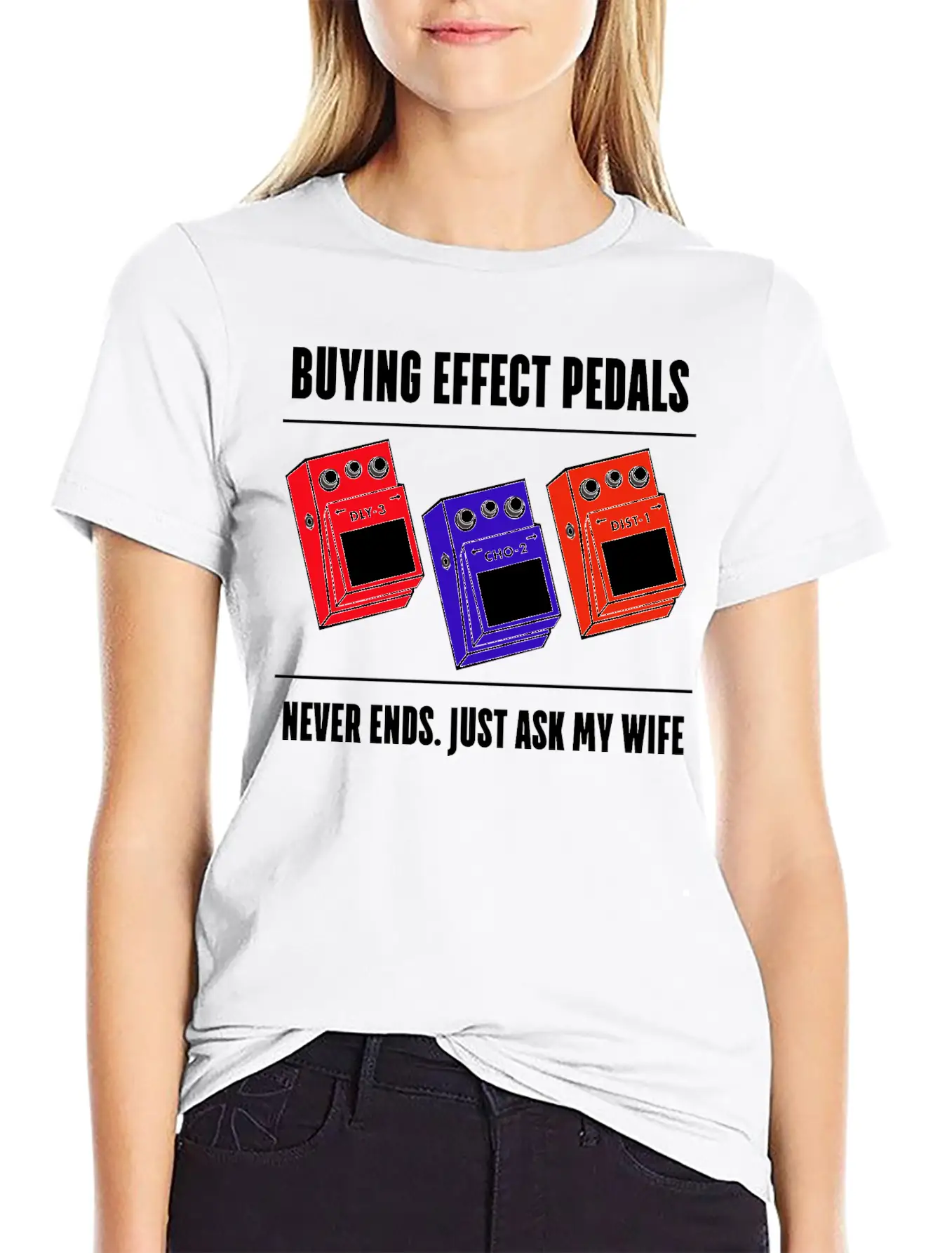 Funny Buying Guitar Effects Pedal Basic Graphic T-Shirt ¨C Daily Comfort In Soft Cotton