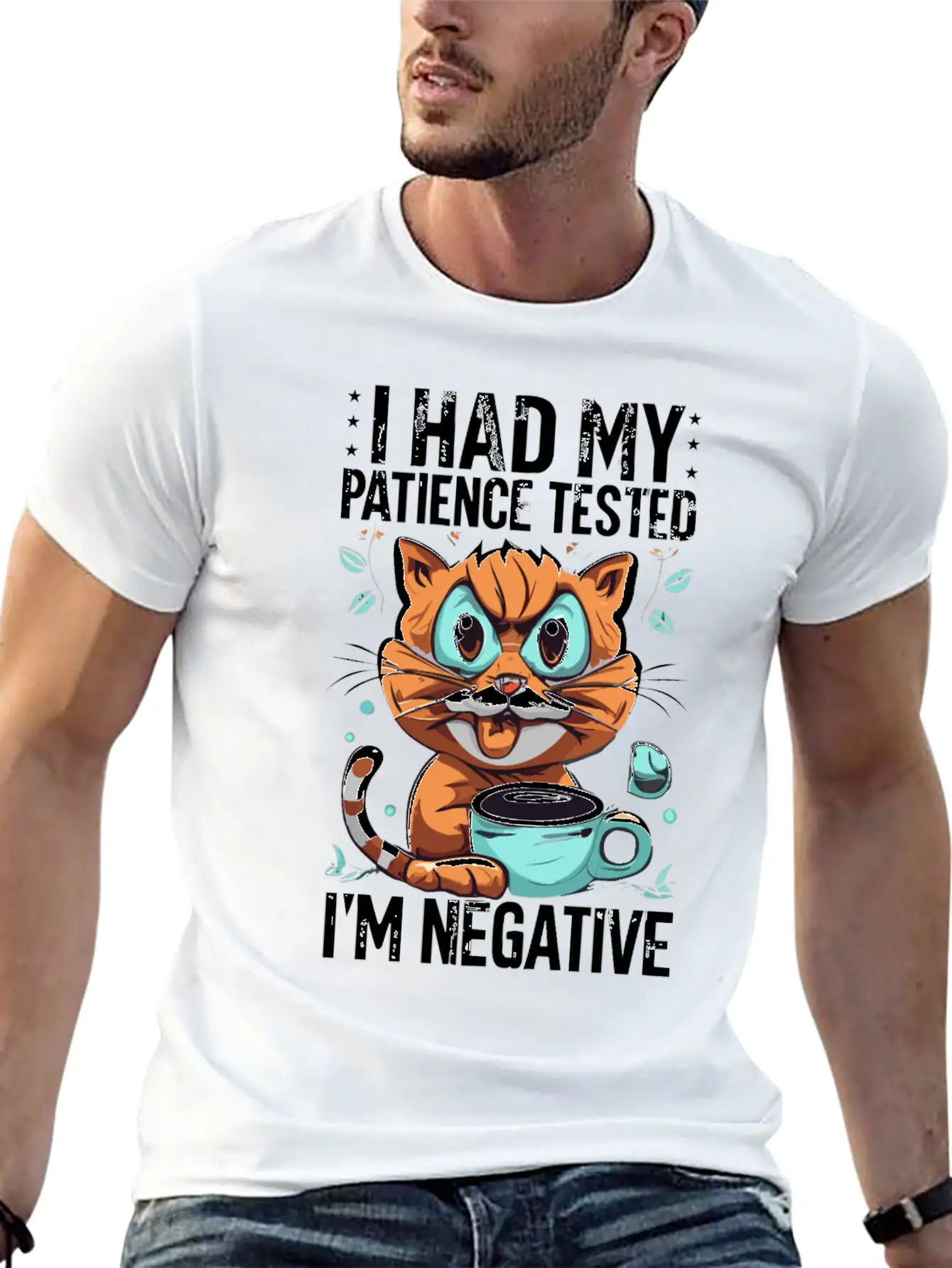 Funny Cat Lover Negative Cat Cats Saying Quote Essential Cotton Tee For Daily Outfits ¨C Unisex Style