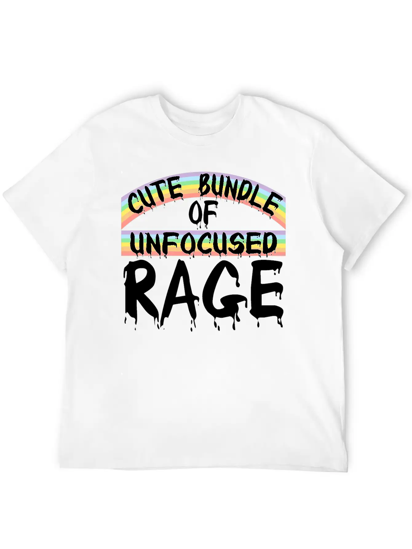 Funny Cute Bundle Of Unfocused Rage Rainbow Goth Basic Graphic T-Shirt ¨C Daily Comfort In Soft Cotton