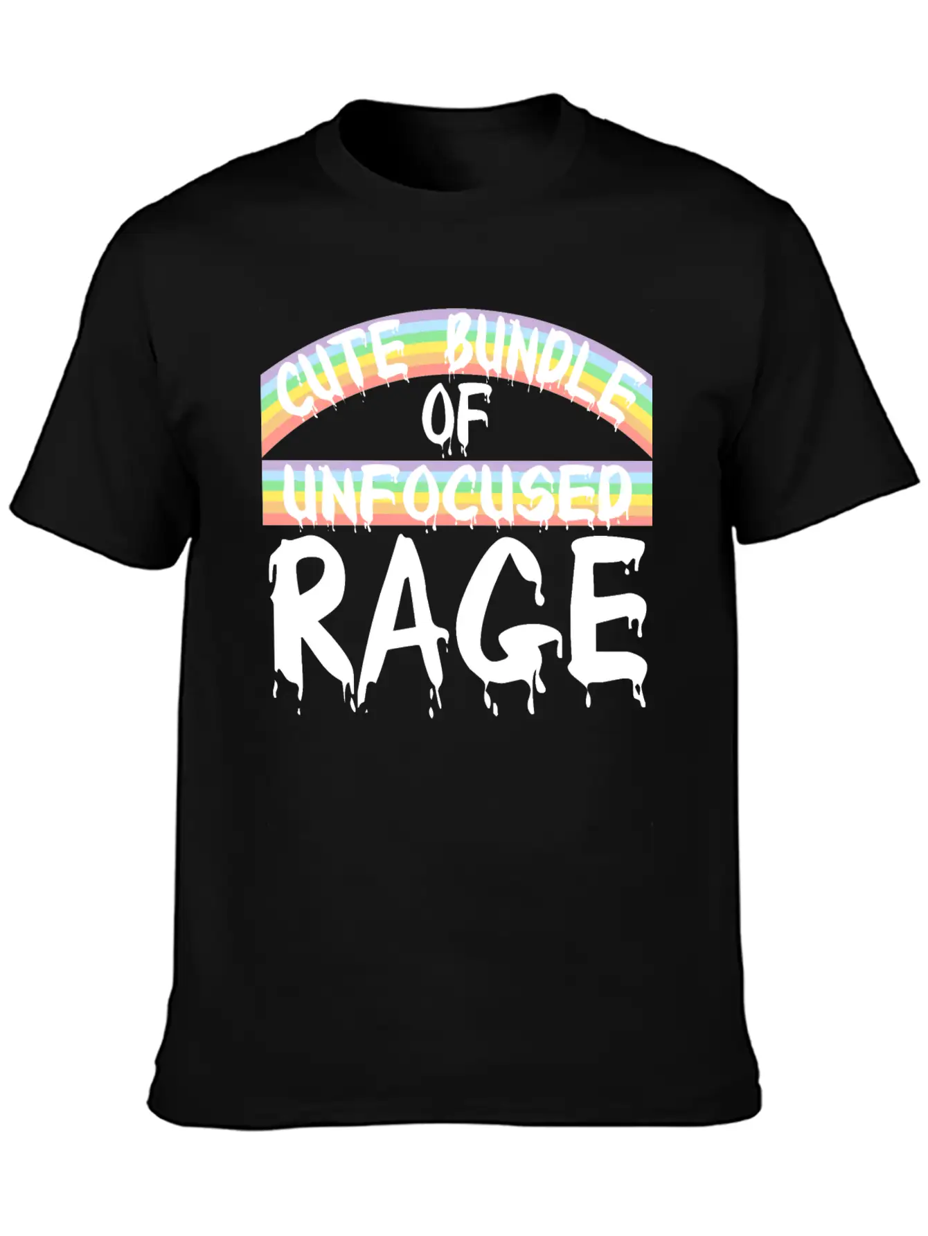 Funny Cute Bundle Of Unfocused Rage Rainbow Goth Basic Graphic T-Shirt ¨C Daily Comfort In Soft Cotton