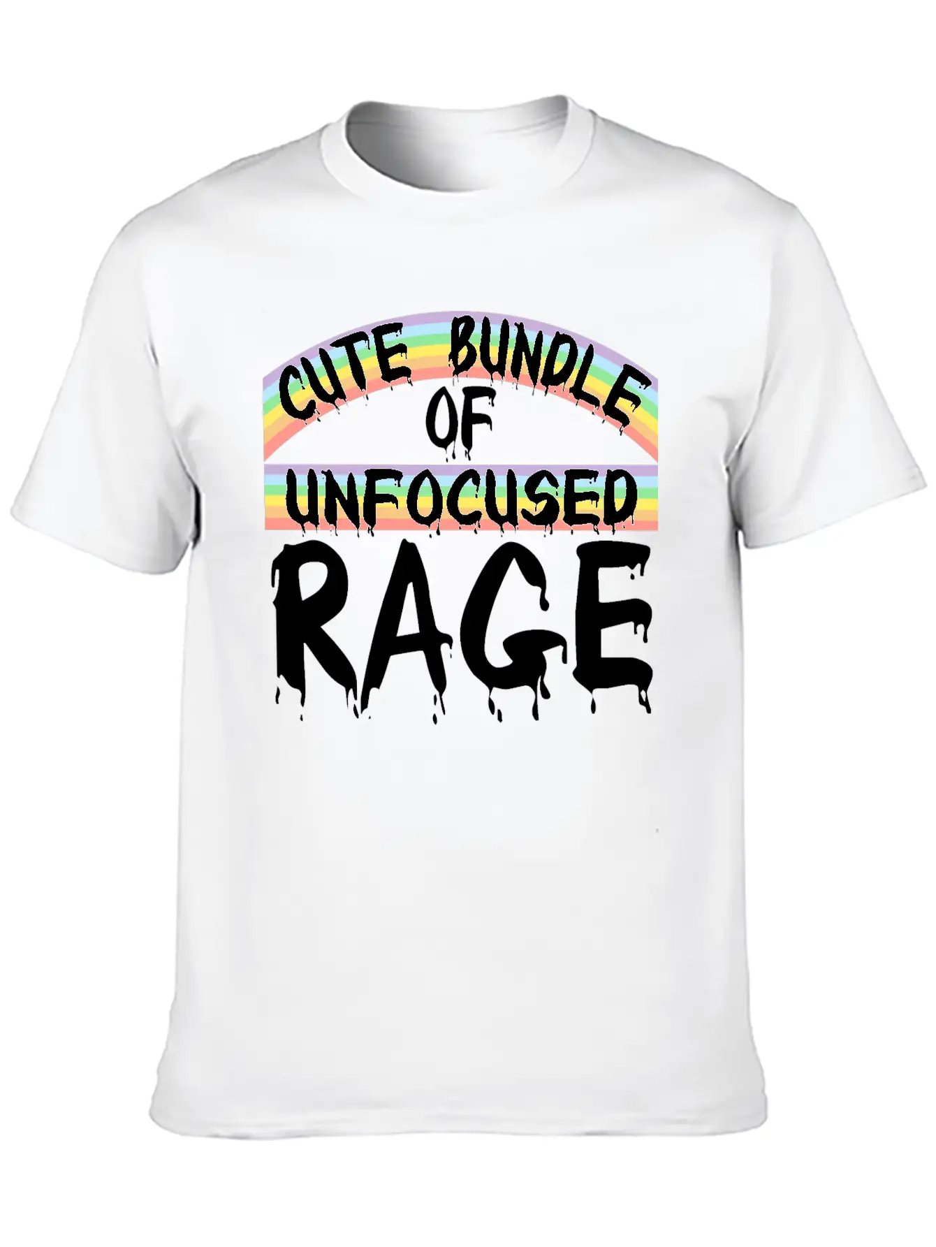 Funny Cute Bundle Of Unfocused Rage Rainbow Goth Basic Graphic T-Shirt ¨C Daily Comfort In Soft Cotton