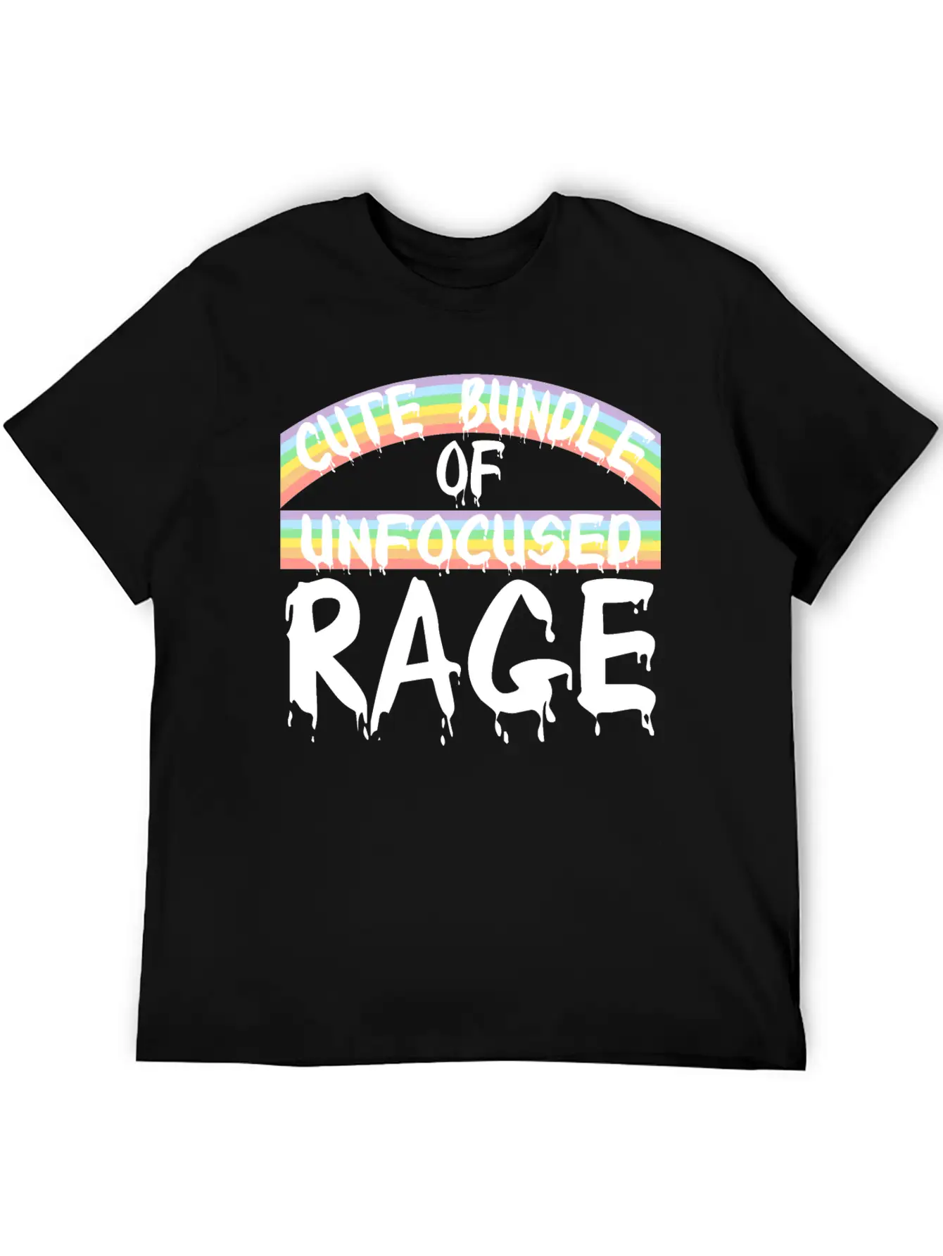 Funny Cute Bundle Of Unfocused Rage Rainbow Goth Basic Graphic T-Shirt ¨C Daily Comfort In Soft Cotton