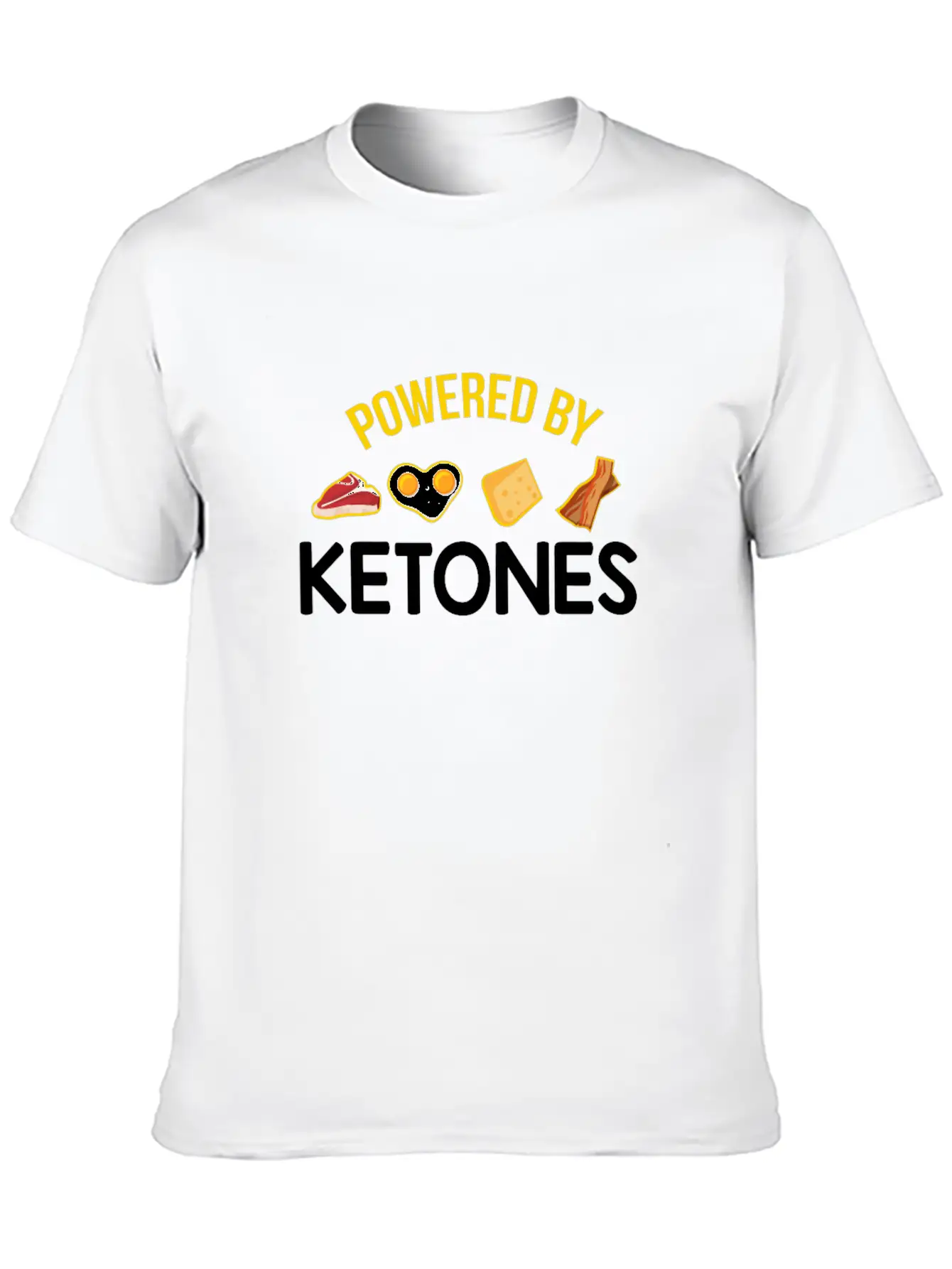 Funny Keto Diet Gift Powered By Ketones Basic Graphic T-Shirt ¨C Daily Comfort In Soft Cotton