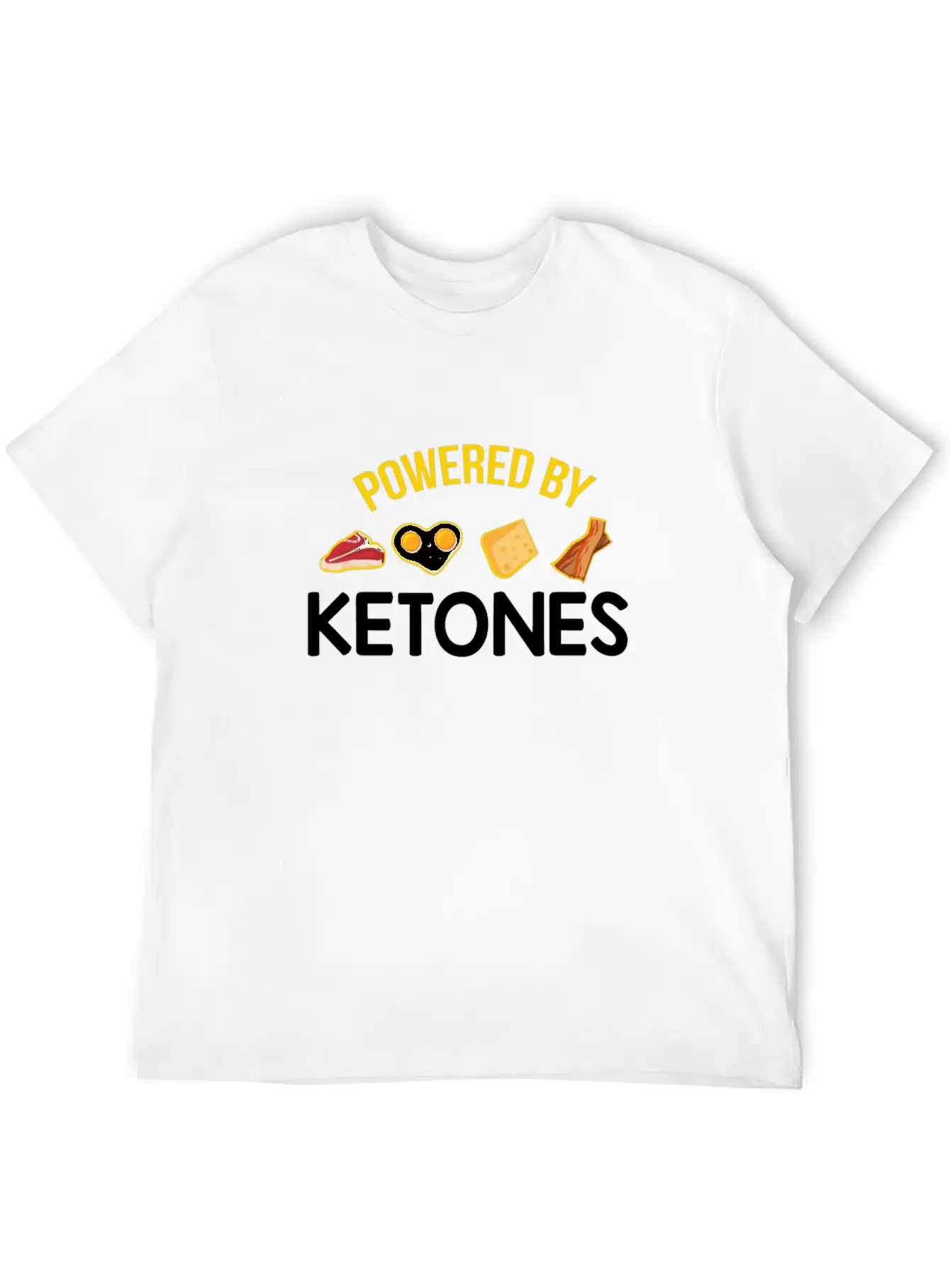 Funny Keto Diet Gift Powered By Ketones Basic Graphic T-Shirt ¨C Daily Comfort In Soft Cotton