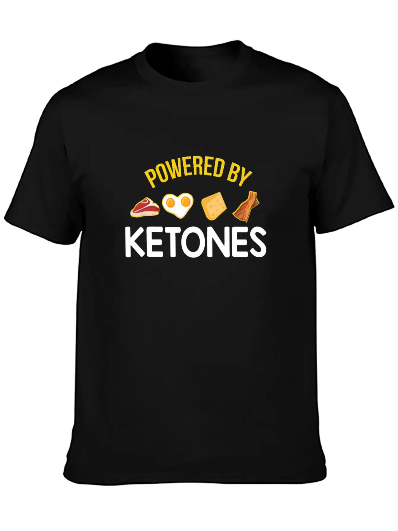 Funny Keto Diet Gift Powered By Ketones Basic Graphic T-Shirt ¨C Daily Comfort In Soft Cotton