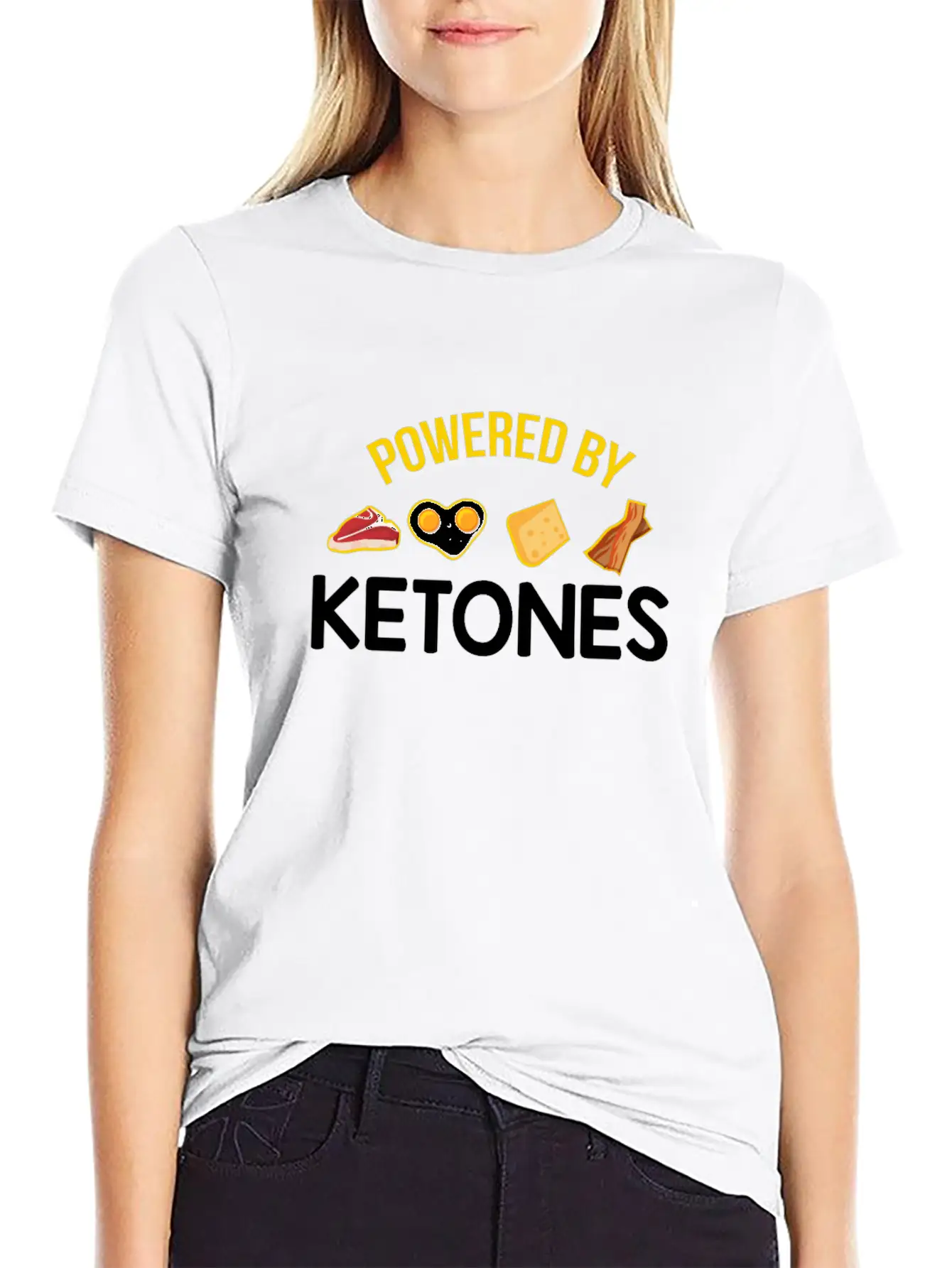 Funny Keto Diet Gift Powered By Ketones Basic Graphic T-Shirt ¨C Daily Comfort In Soft Cotton