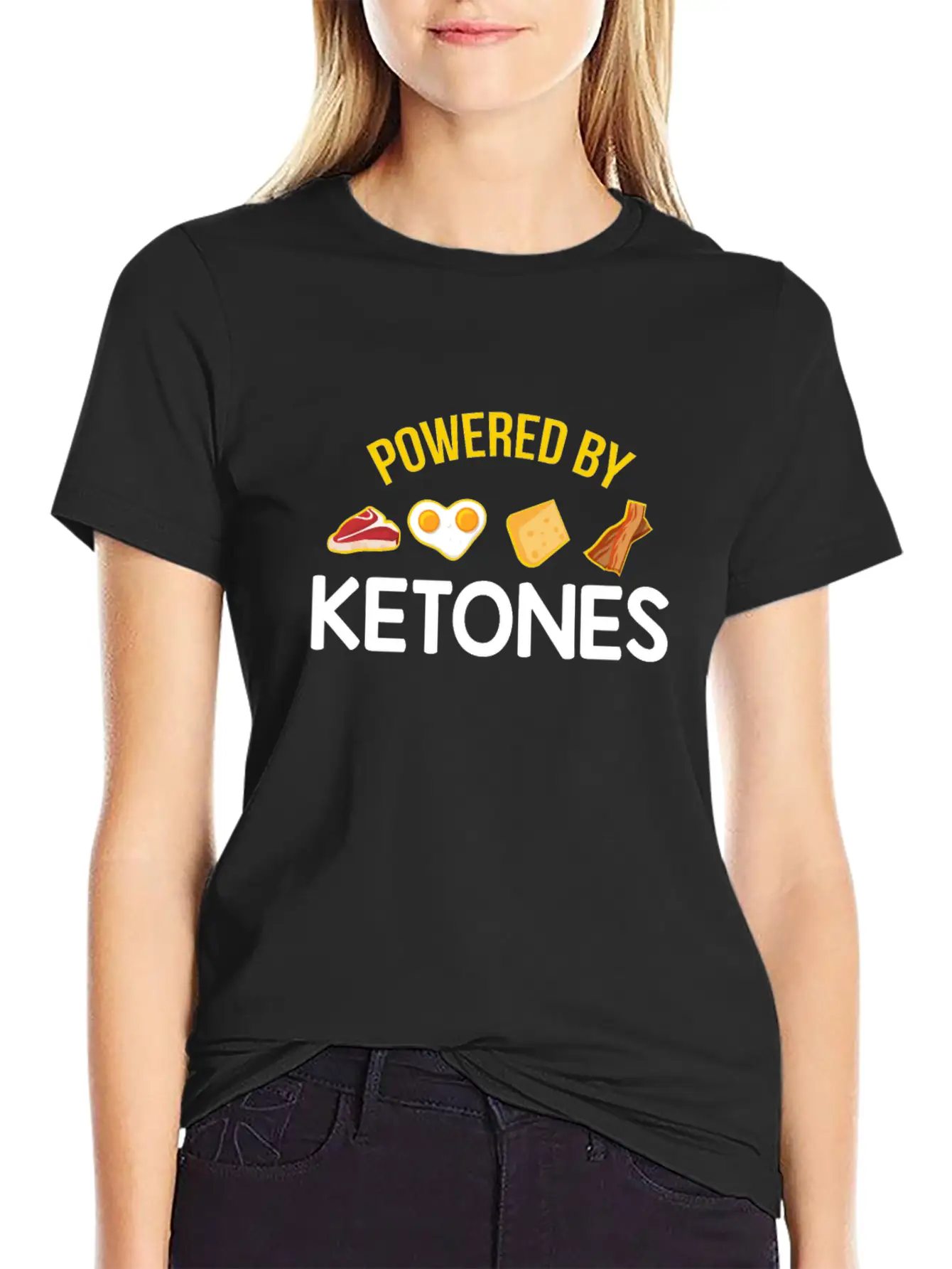 Funny Keto Diet Gift Powered By Ketones Basic Graphic T-Shirt ¨C Daily Comfort In Soft Cotton