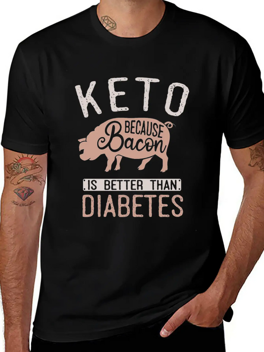 Funny Keto Diet Humor Bacon Lover Basic Graphic T-Shirt ¨C Daily Comfort In Soft Cotton