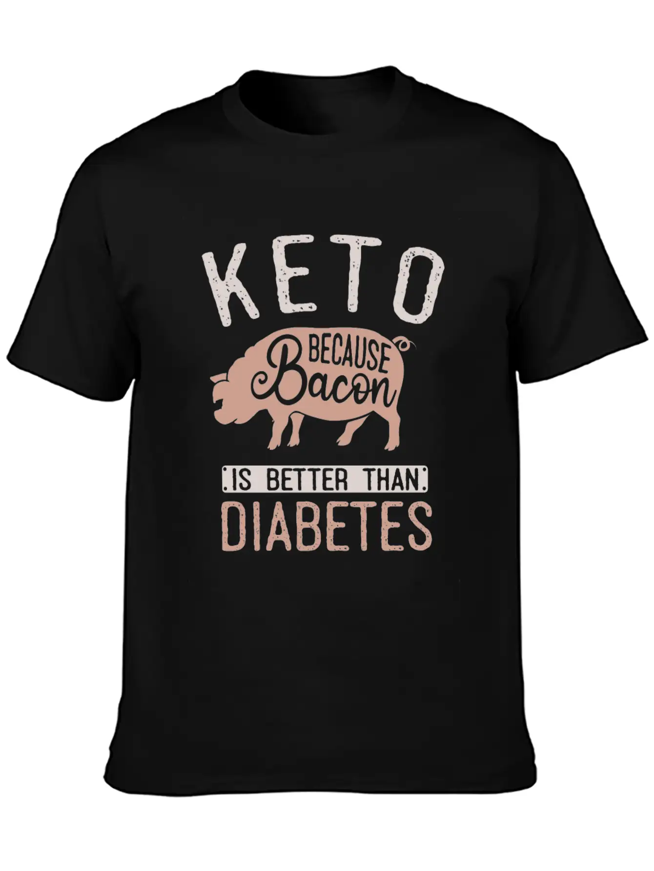 Funny Keto Diet Humor Bacon Lover Basic Graphic T-Shirt ¨C Daily Comfort In Soft Cotton