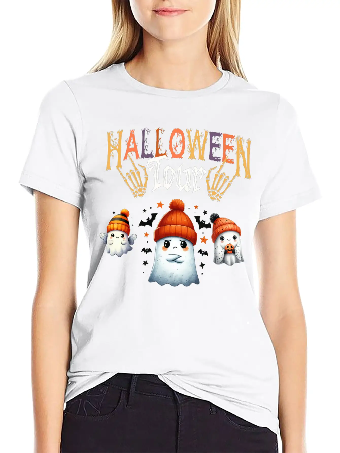 Funny Little Ghost Halloween Tour Spooky Season Ha Unisex Casual T-Shirt ¨C Clean Design For Daily Comfort