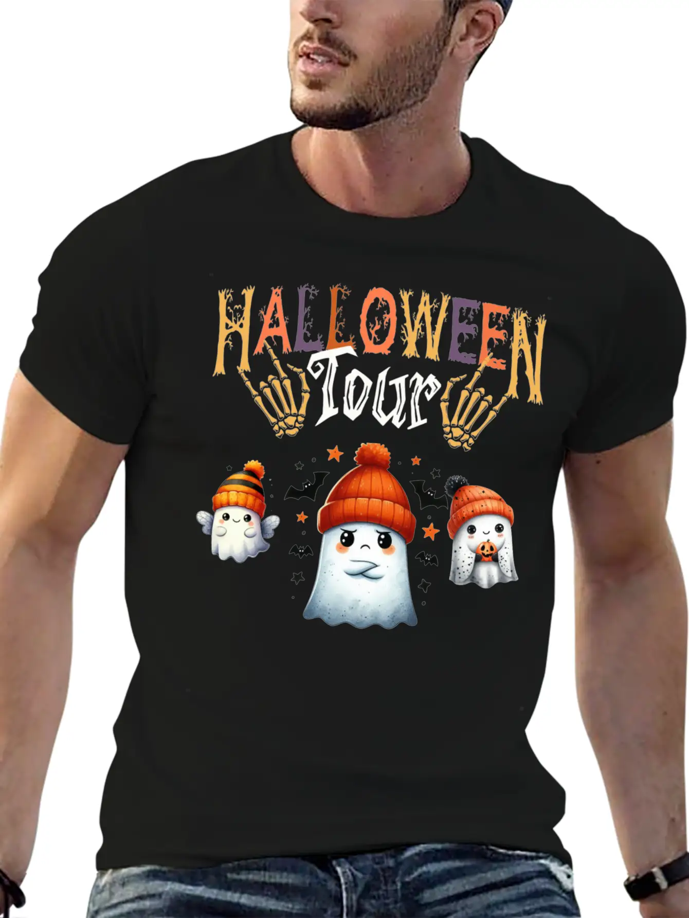 Funny Little Ghost Halloween Tour Spooky Season Ha Unisex Casual T-Shirt ¨C Clean Design For Daily Comfort