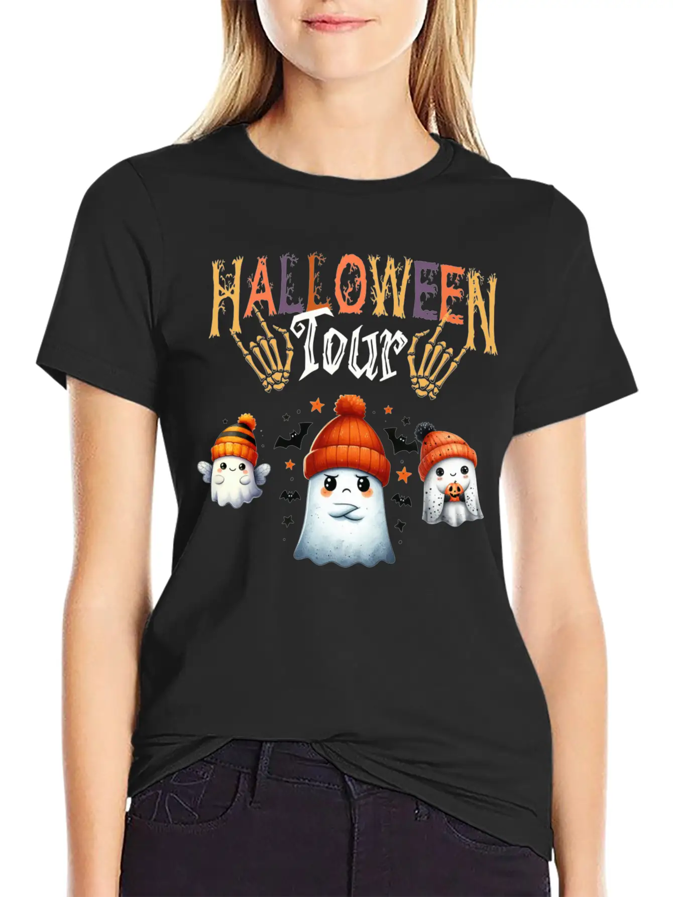 Funny Little Ghost Halloween Tour Spooky Season Ha Unisex Casual T-Shirt ¨C Clean Design For Daily Comfort