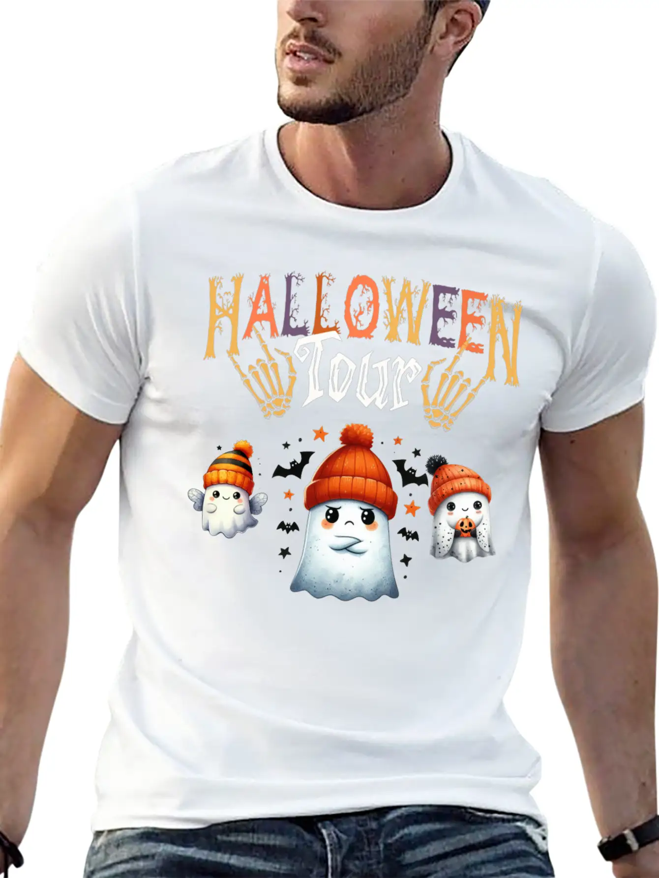 Funny Little Ghost Halloween Tour Spooky Season Ha Unisex Casual T-Shirt ¨C Clean Design For Daily Comfort