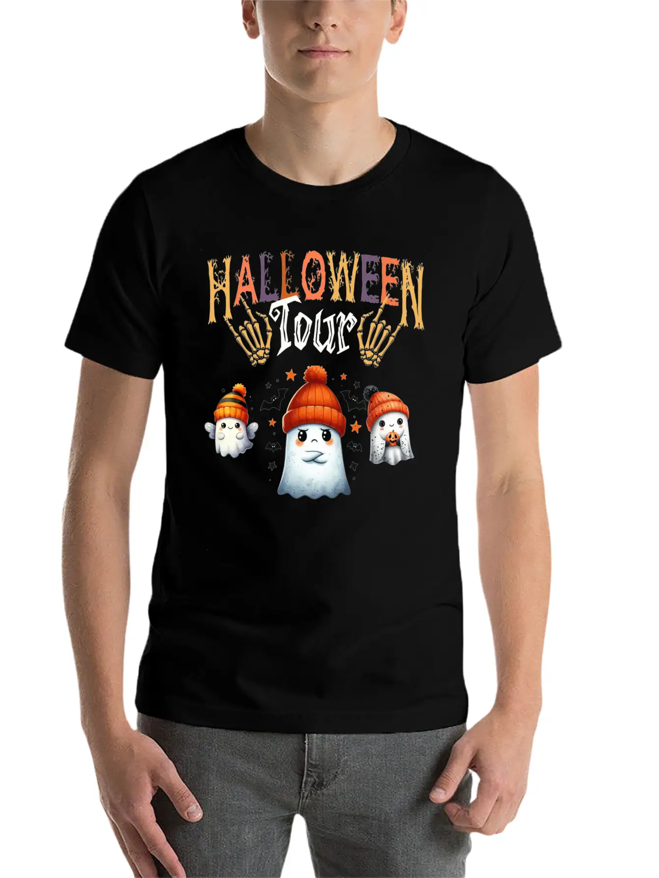 Funny Little Ghost Halloween Tour Spooky Season Ha Unisex Casual T-Shirt ¨C Clean Design For Daily Comfort