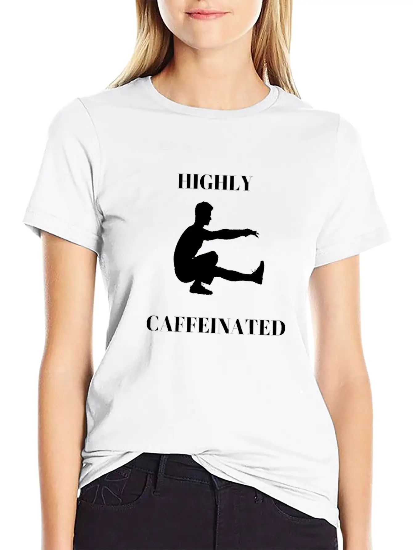 Funny Man Exercising Highly Caffeinated Basic Graphic T-Shirt ¨C Daily Comfort In Soft Cotton
