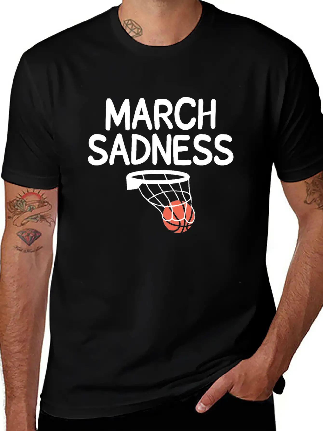 Funny March Sadness Basketball Tournament Outbreak Essential Cotton Tee For Daily Outfits ¨C Unisex Style