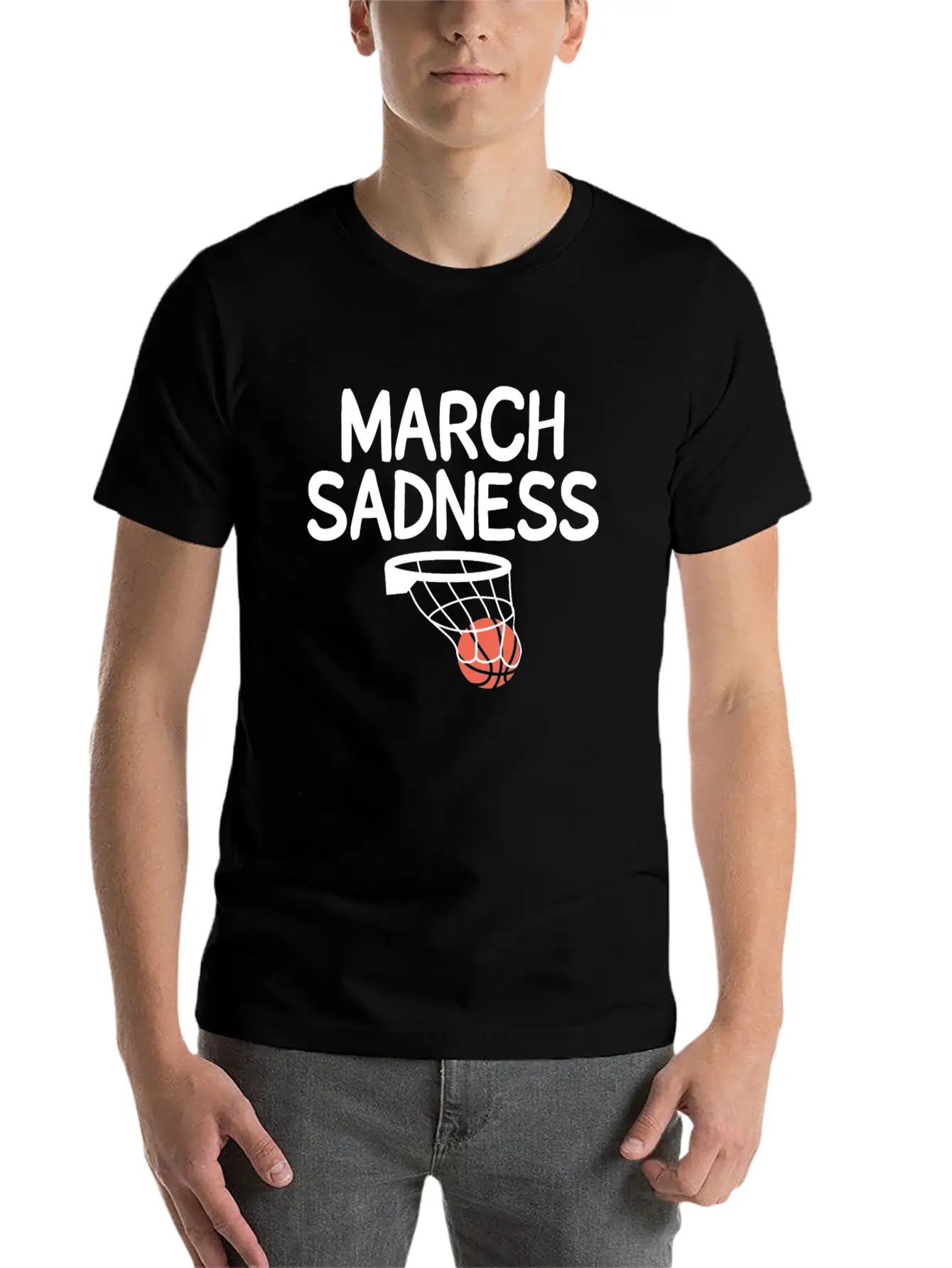 Funny March Sadness Basketball Tournament Outbreak Essential Cotton Tee For Daily Outfits ¨C Unisex Style