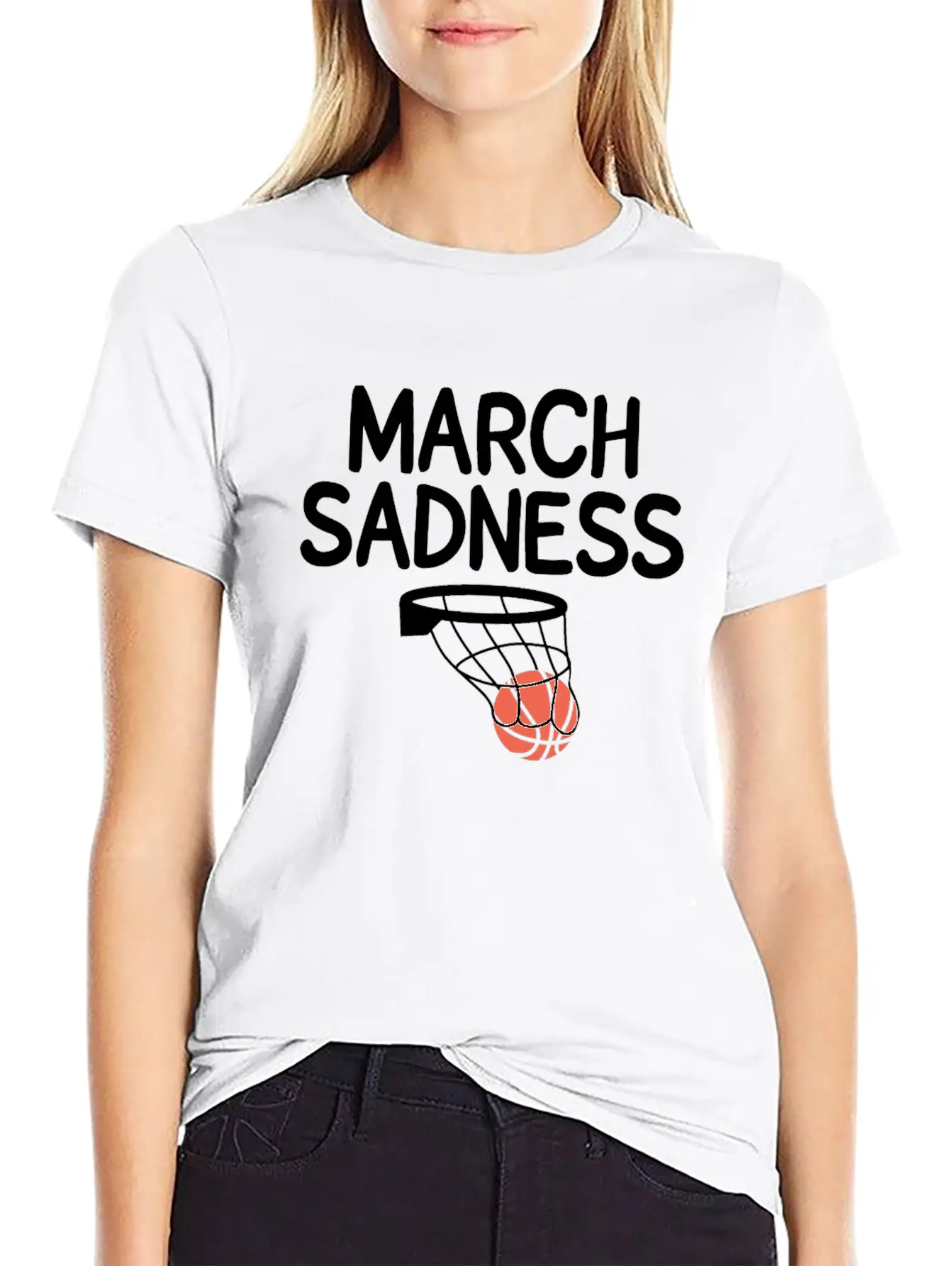 Funny March Sadness Basketball Tournament Outbreak Essential Cotton Tee For Daily Outfits ¨C Unisex Style